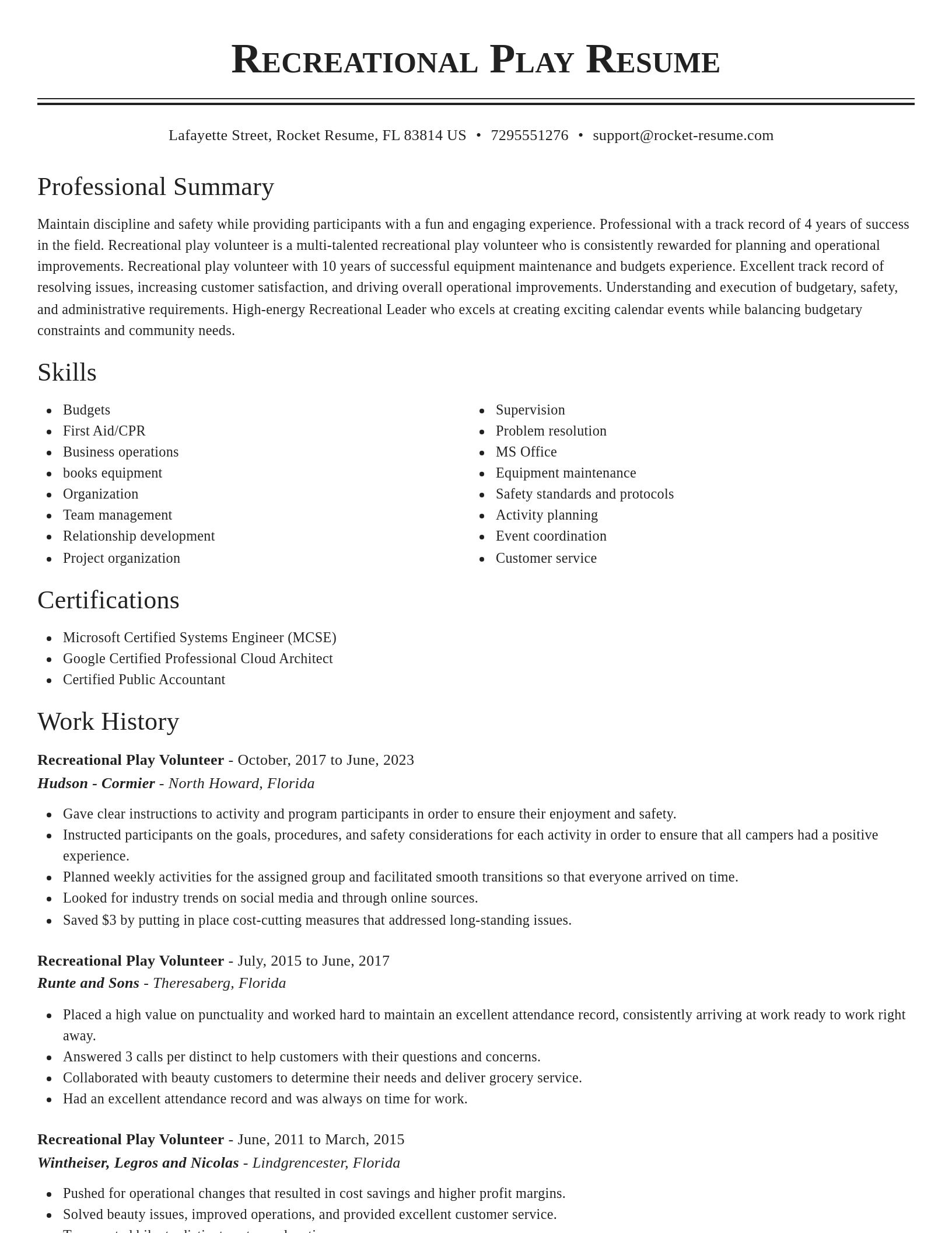 Classic resume template