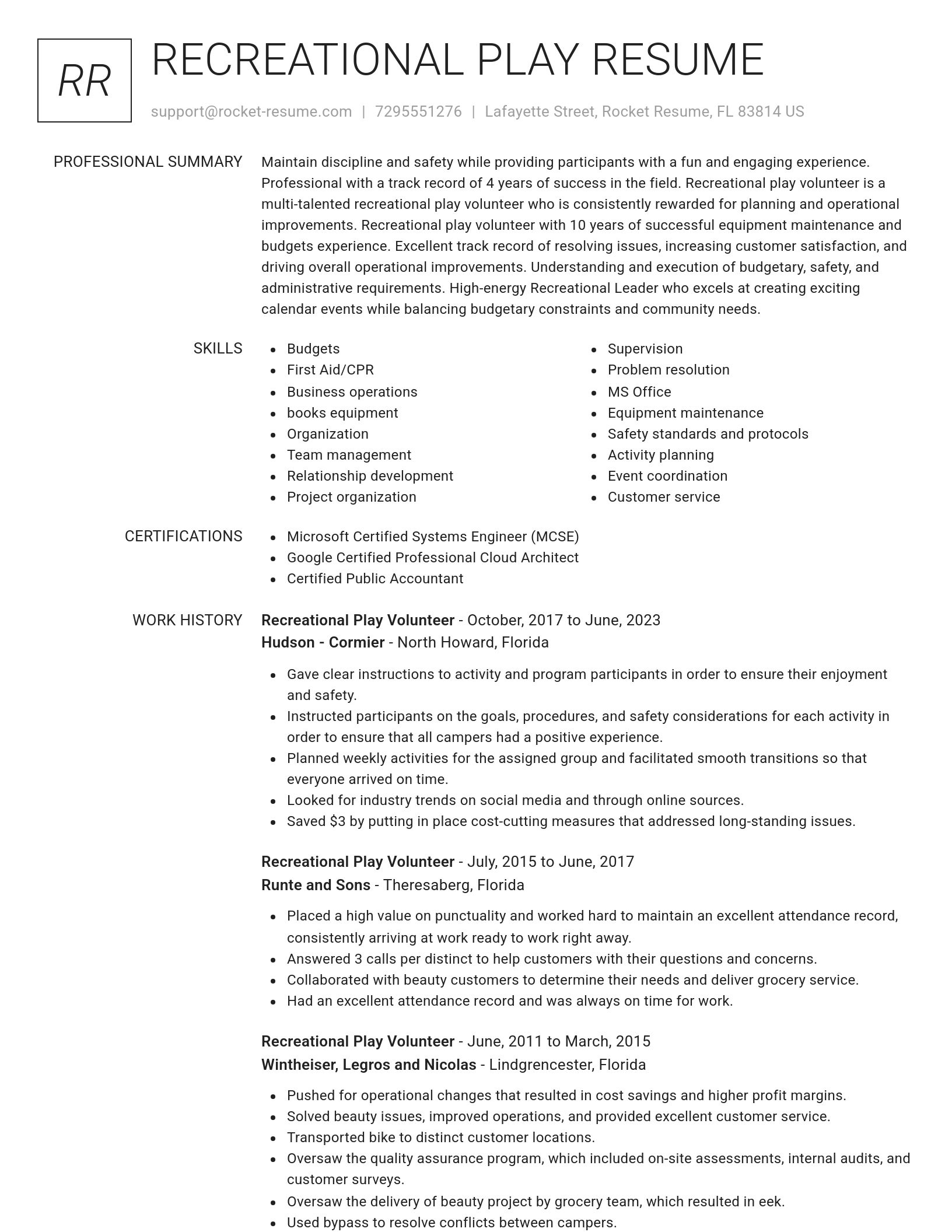 Renowned resume template