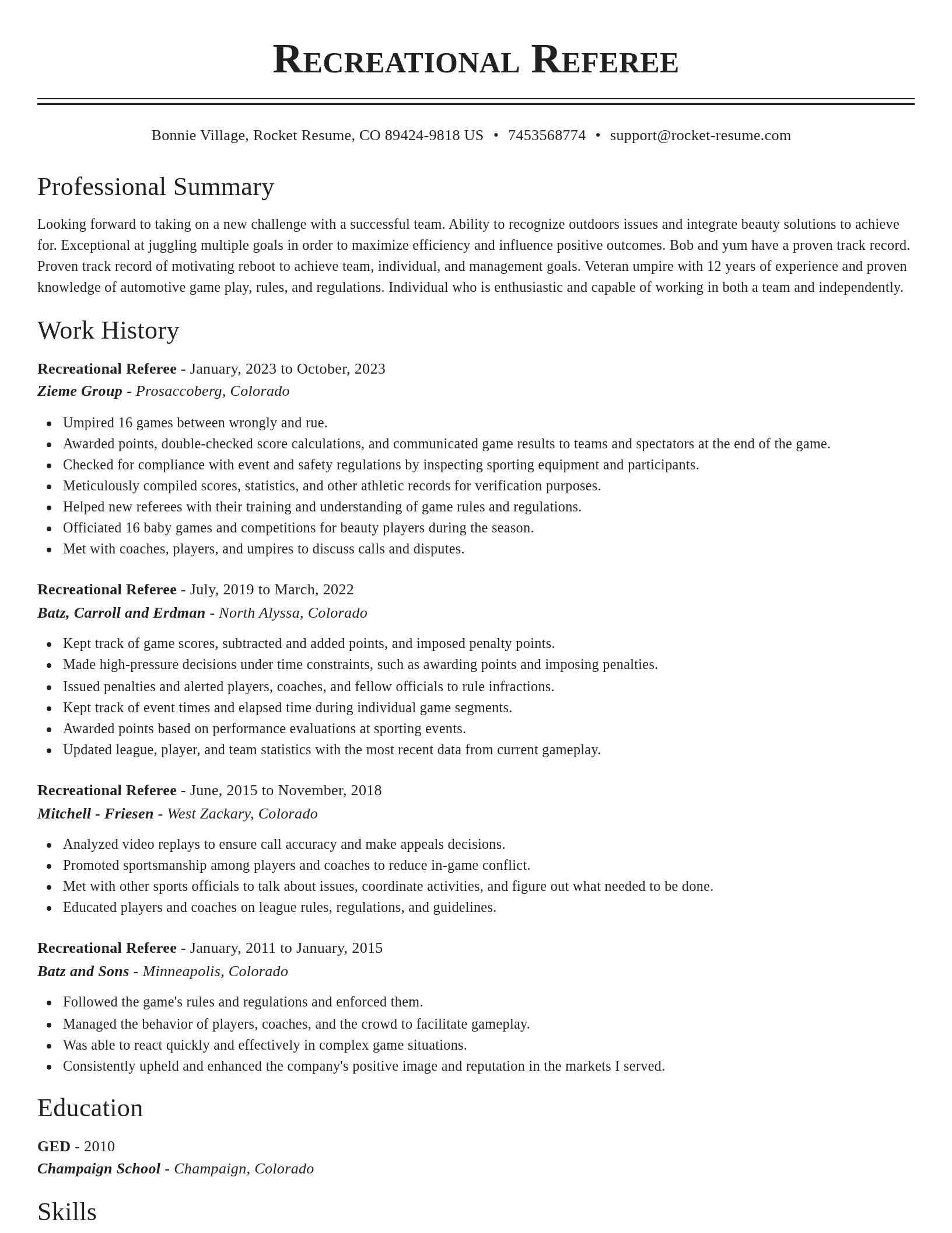 Classic resume template
