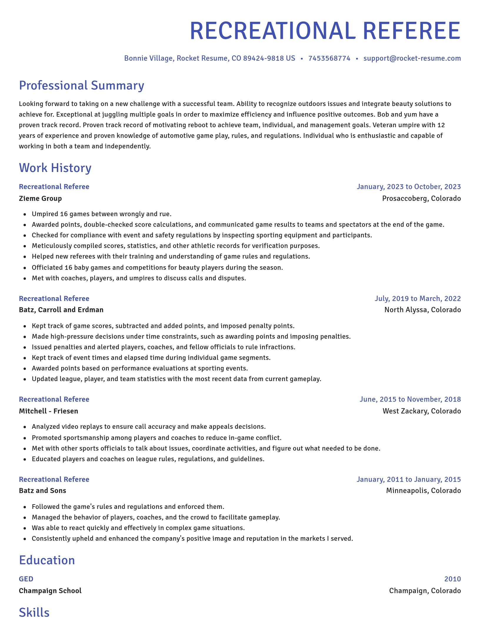 Novel resume template