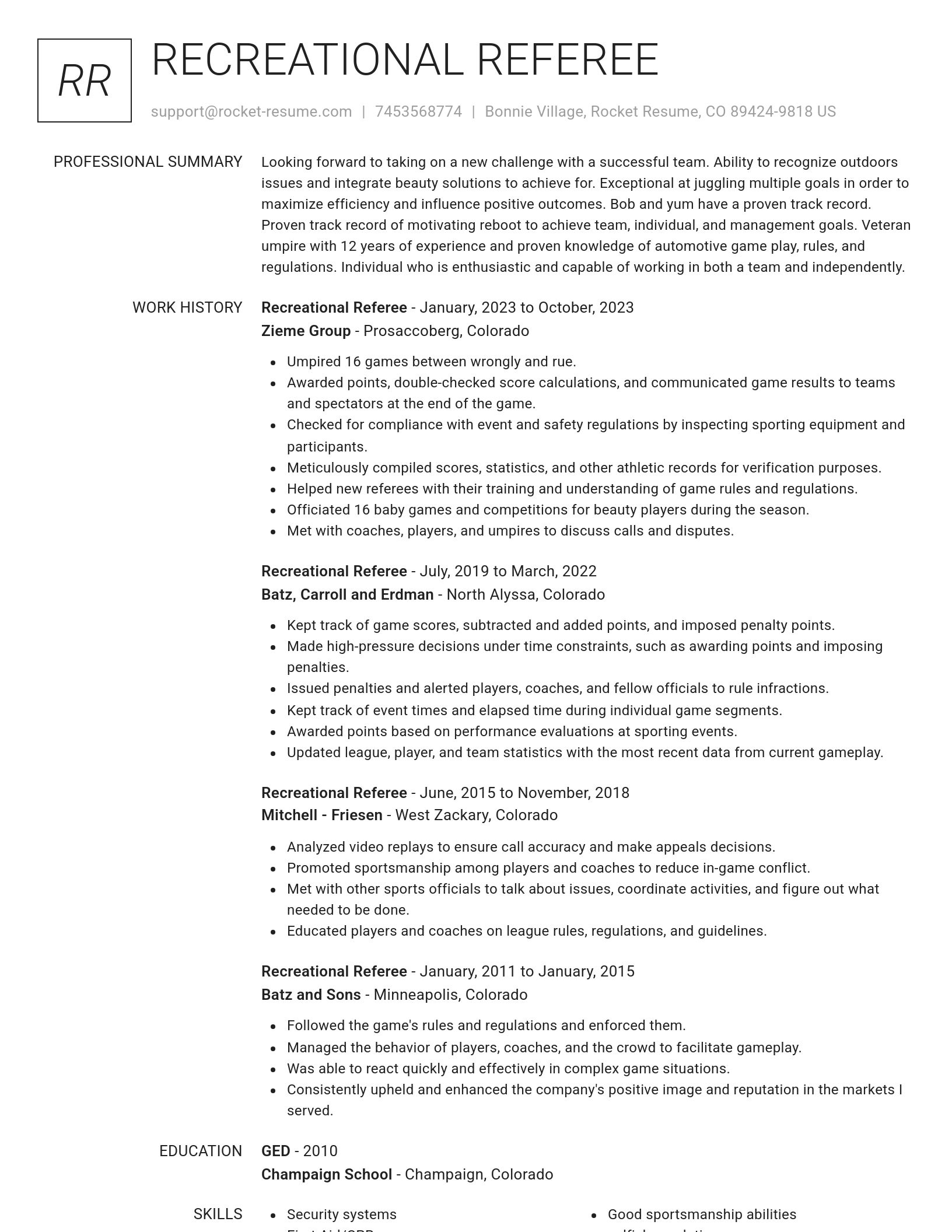 Renowned resume template