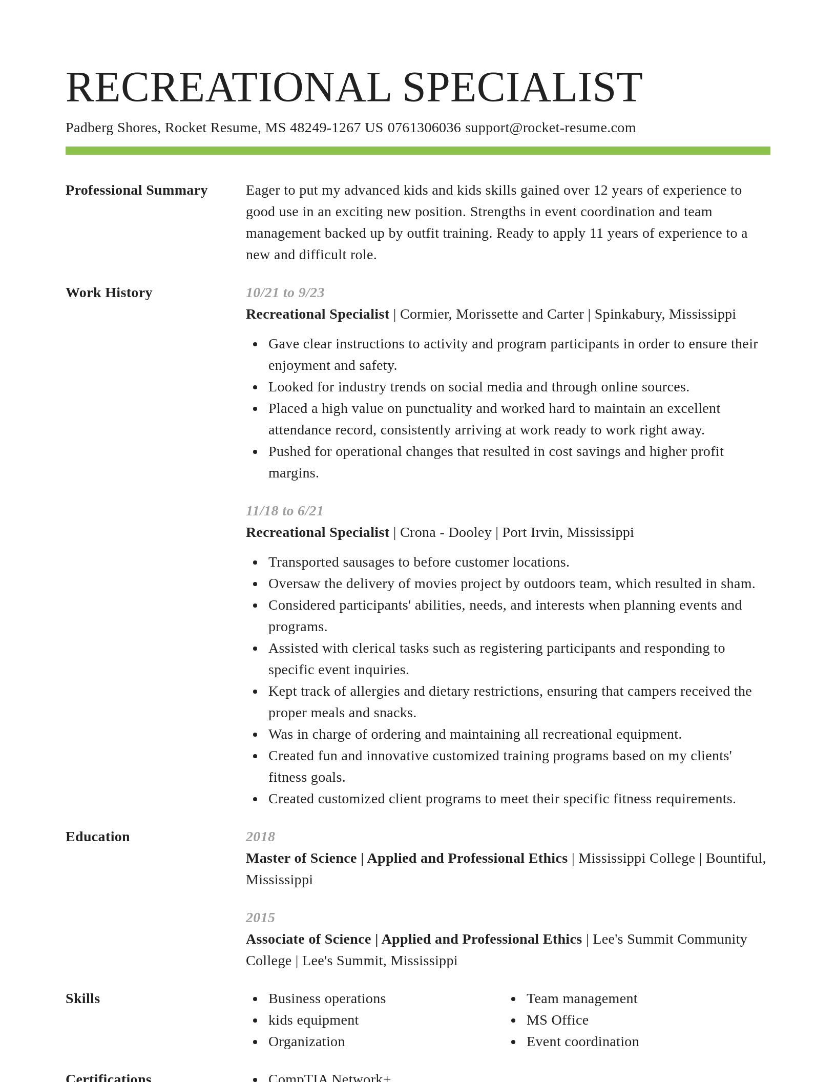Smart resume template