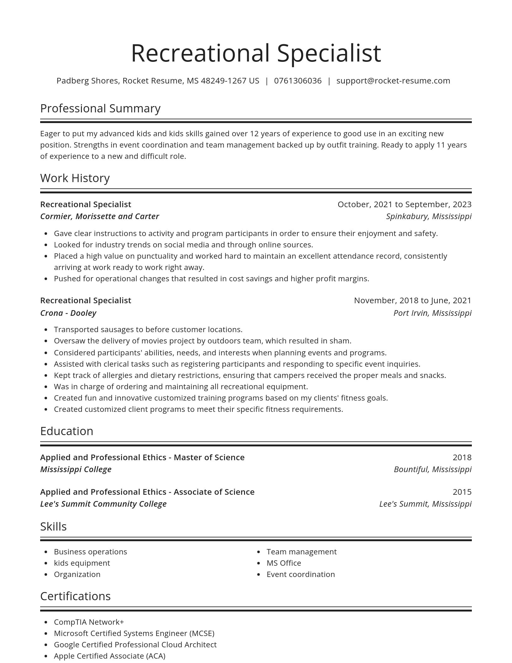 Spotlight resume template