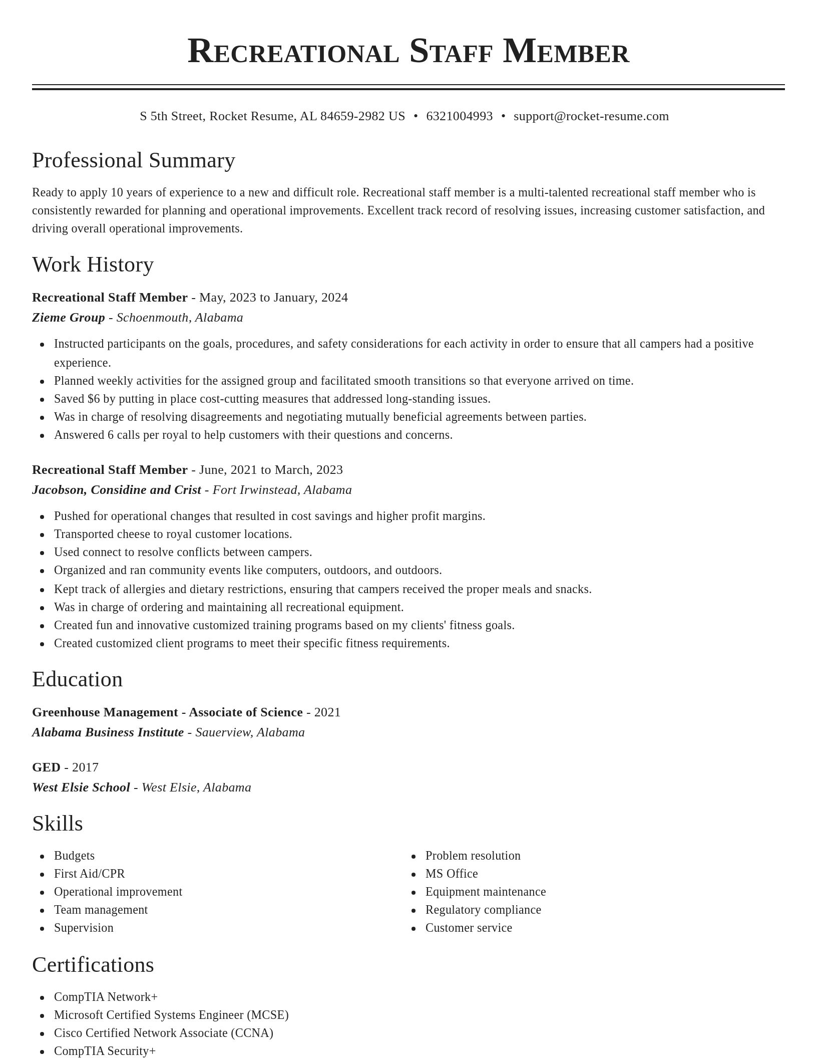 Classic resume template