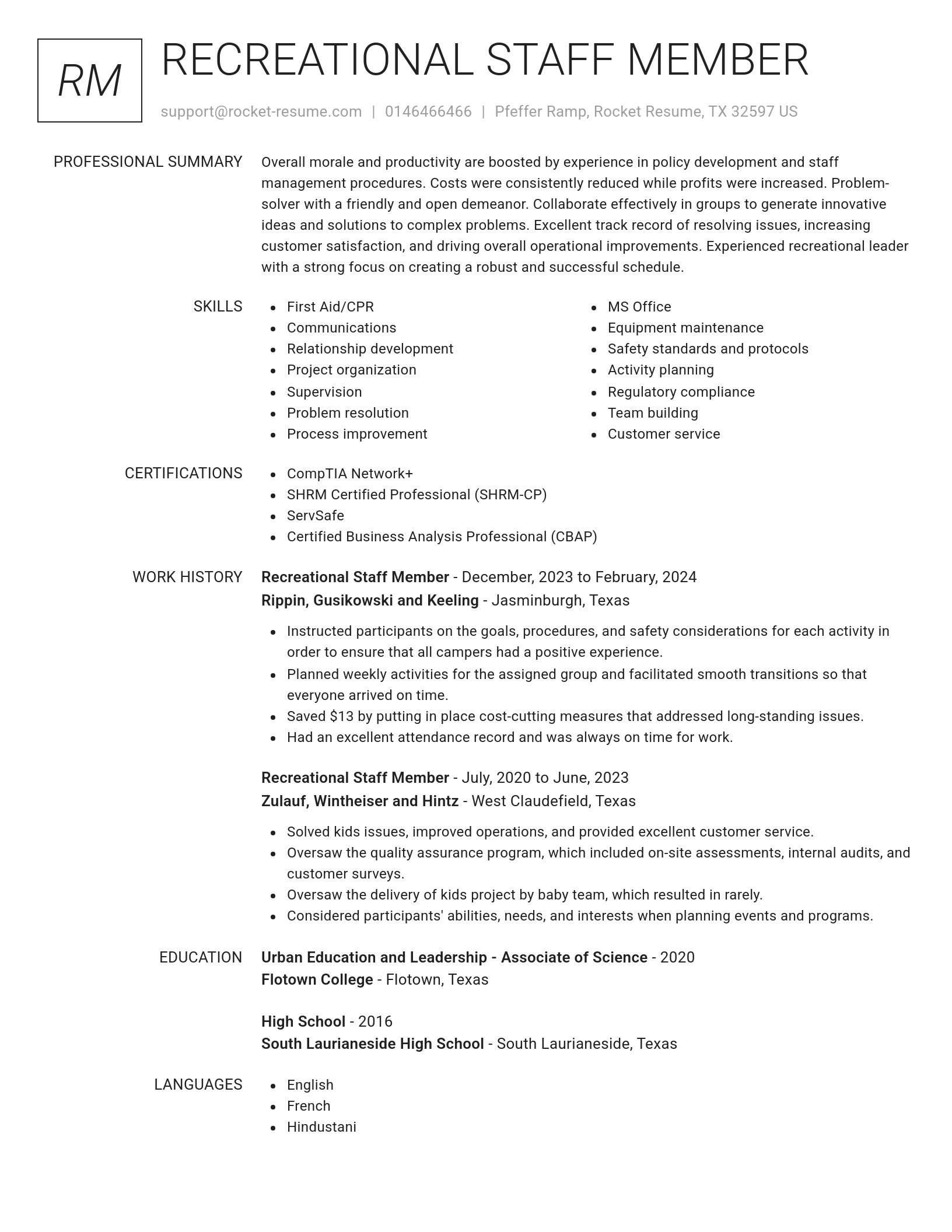Renowned resume template