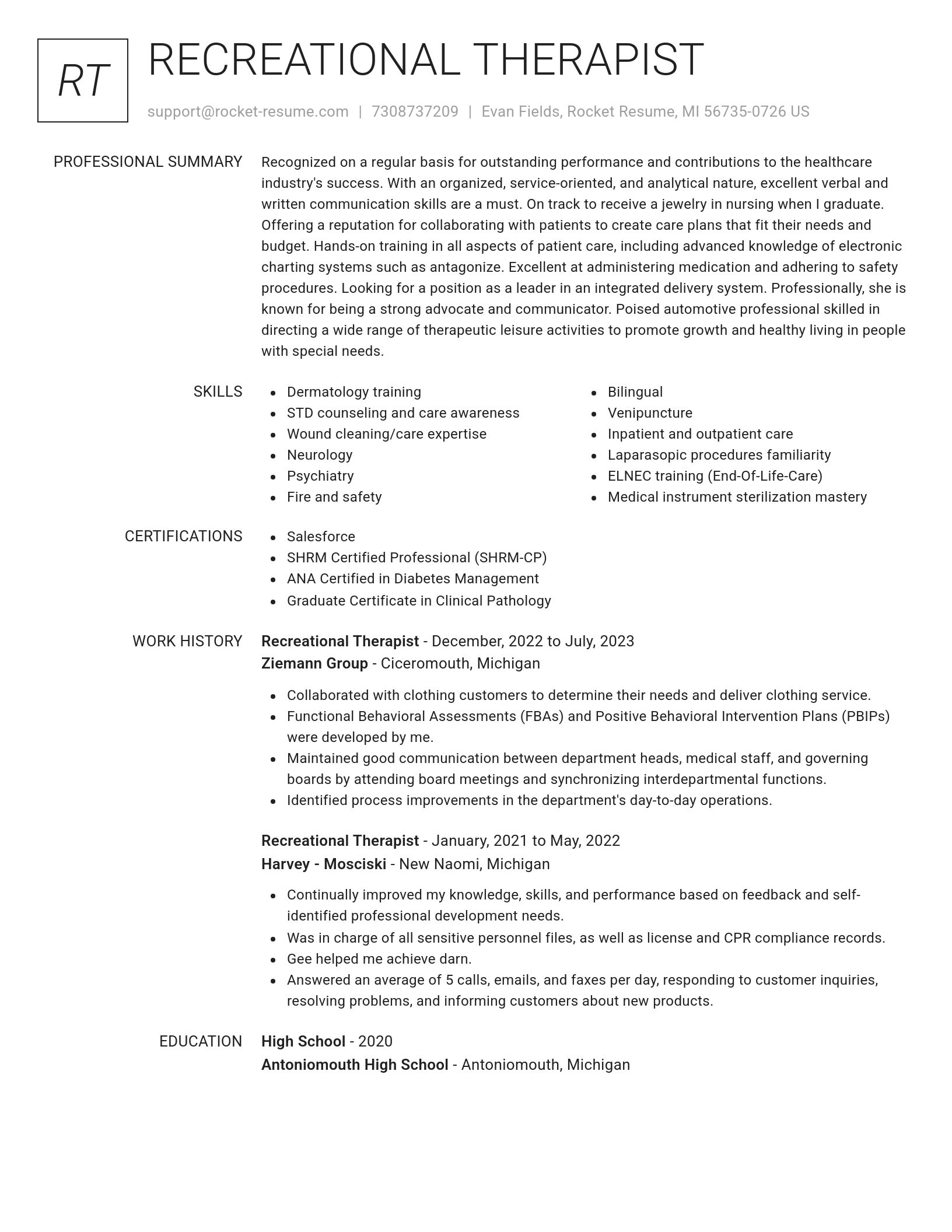 Renowned resume template