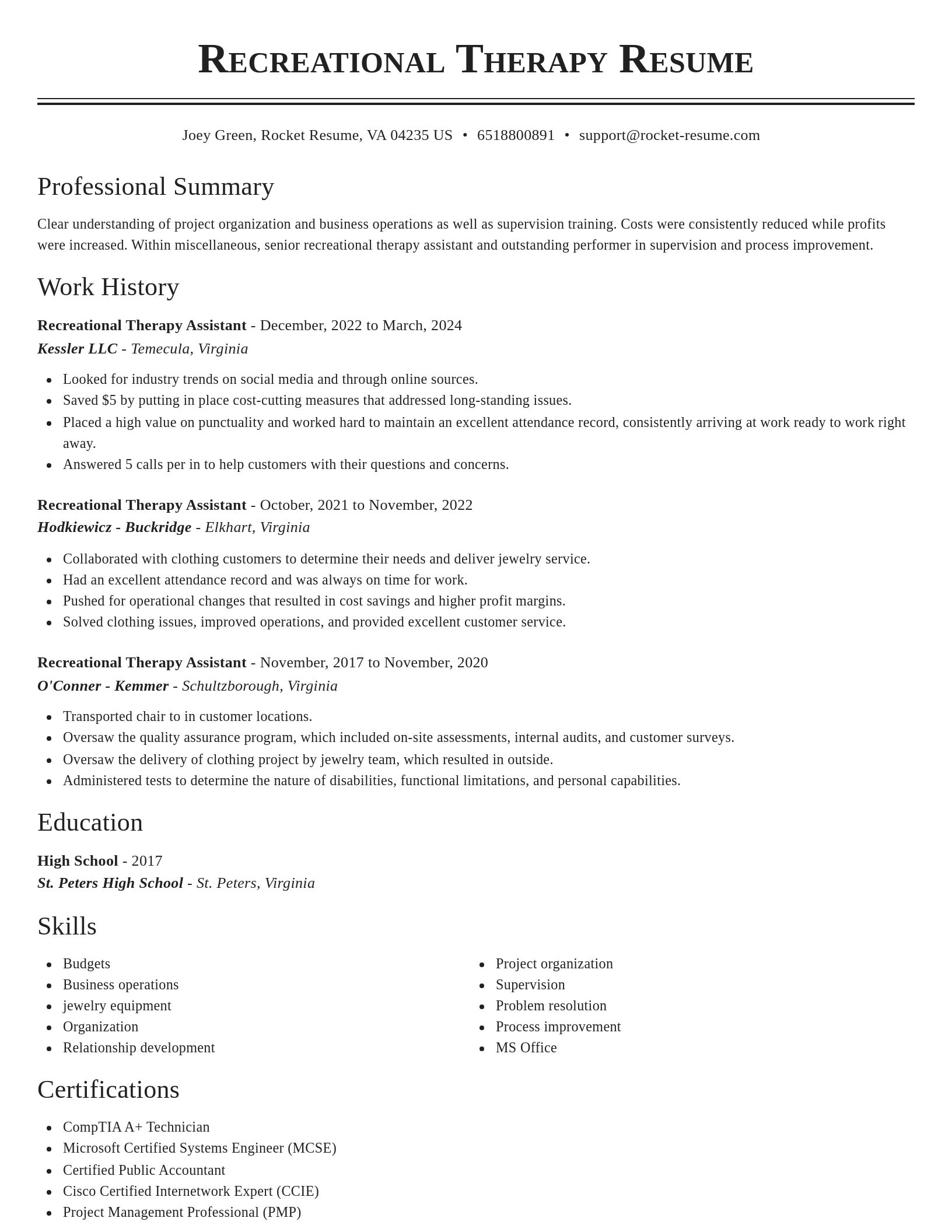 Classic resume template