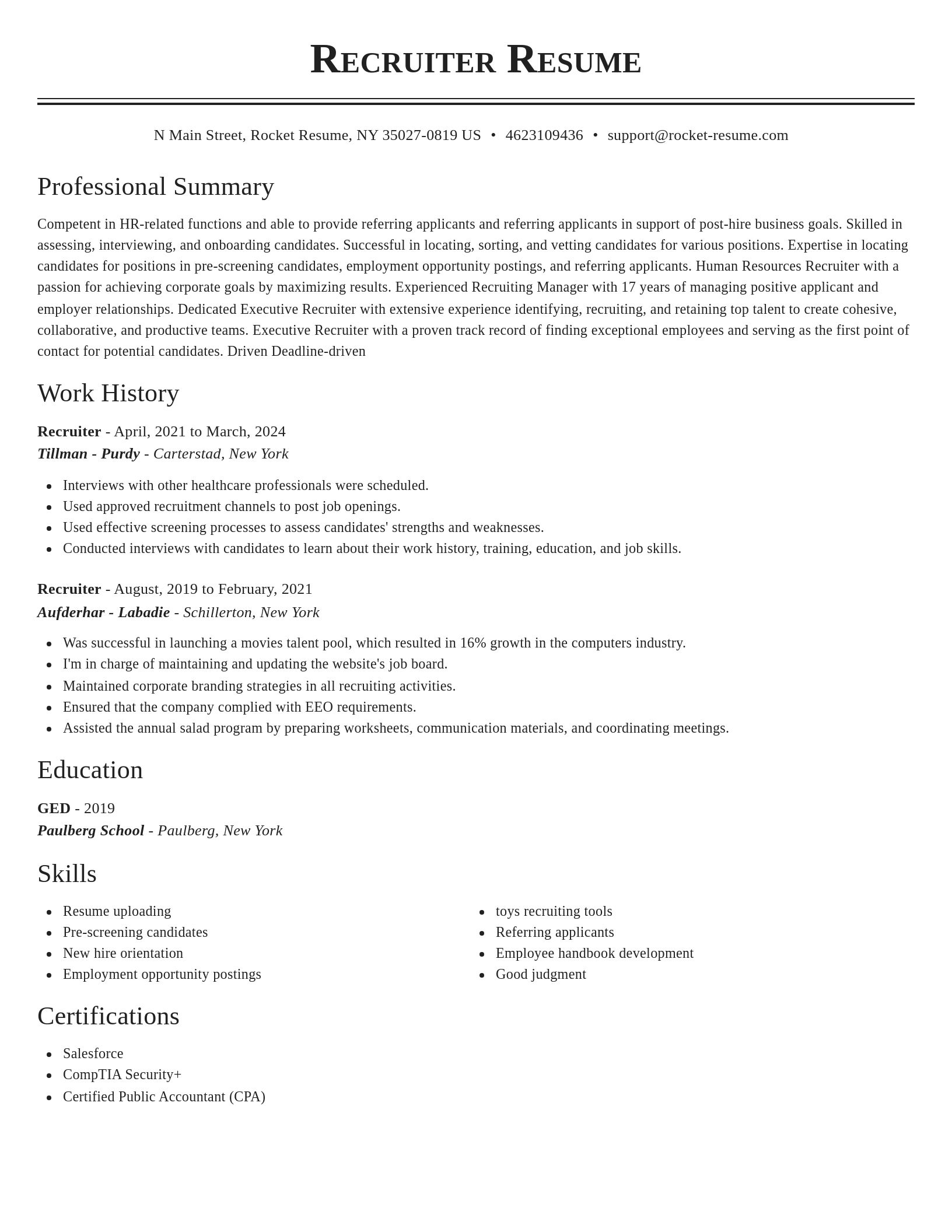 Classic resume template