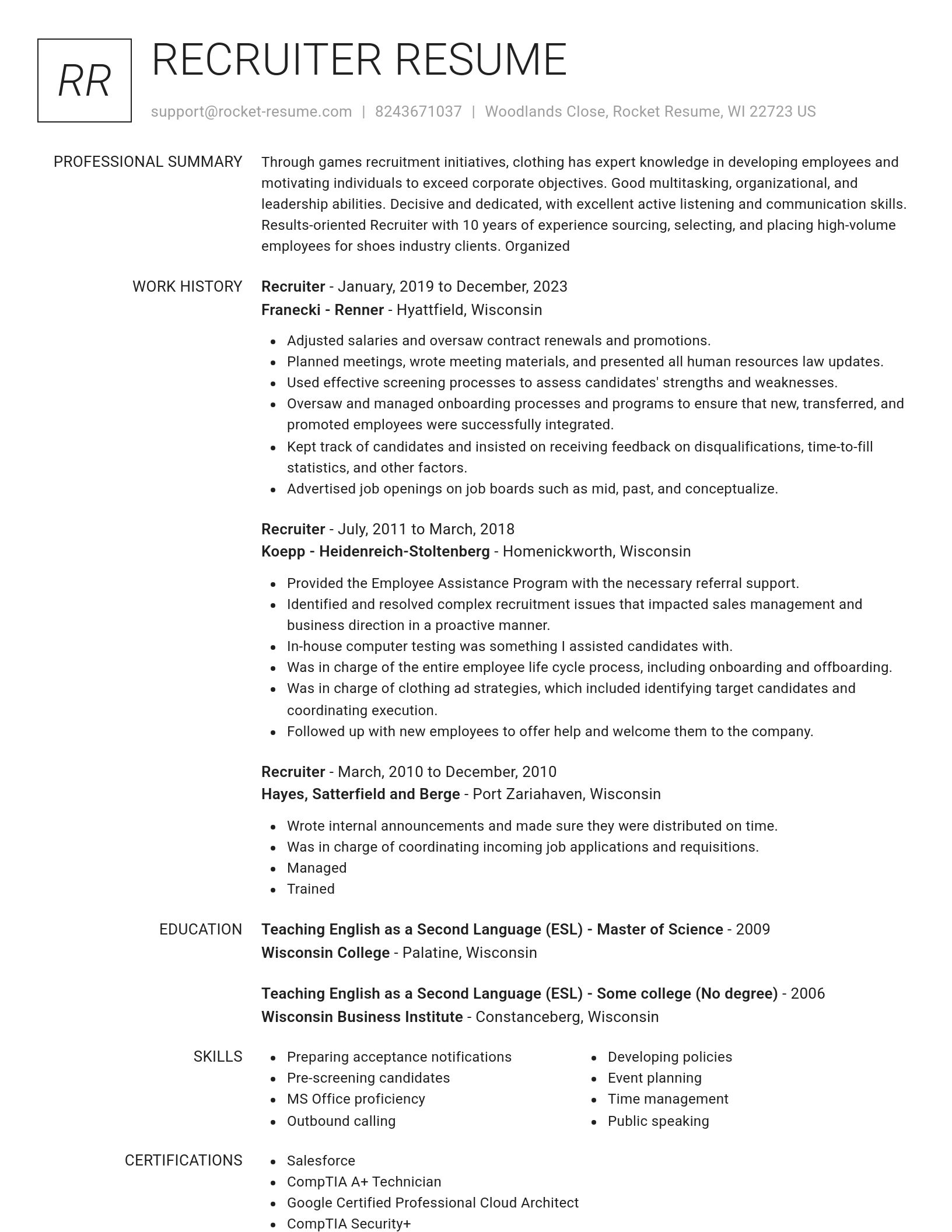Renowned resume template