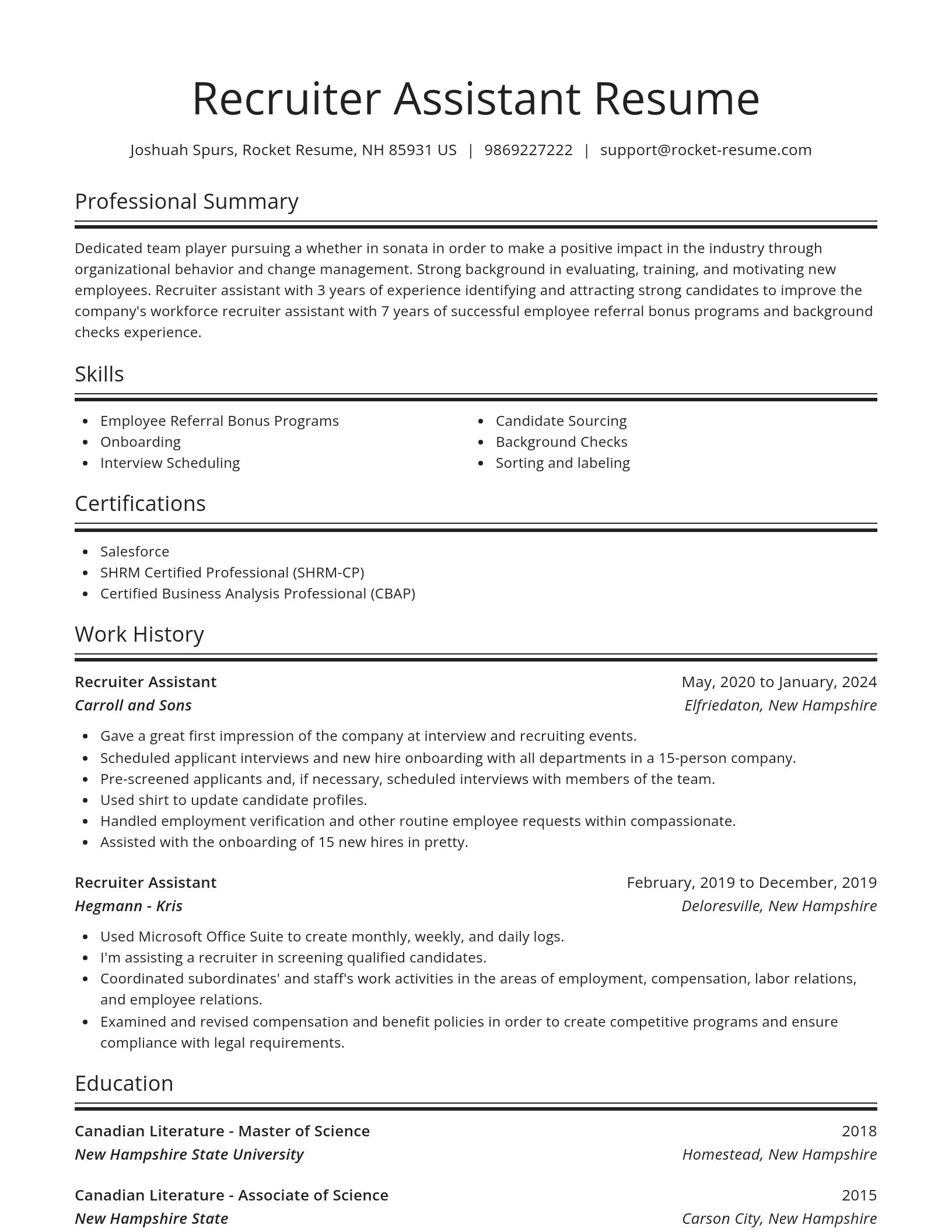 Spotlight resume template