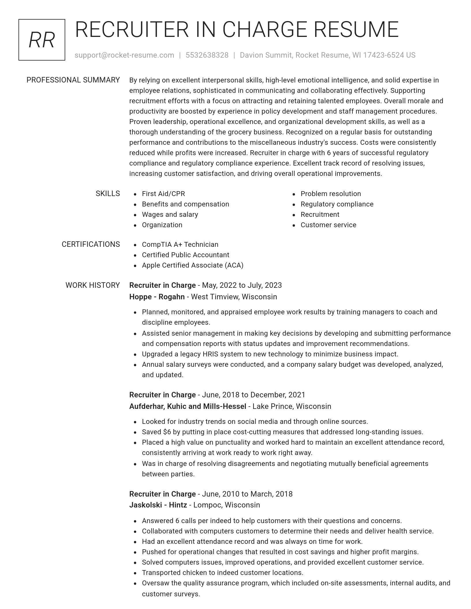 Renowned resume template