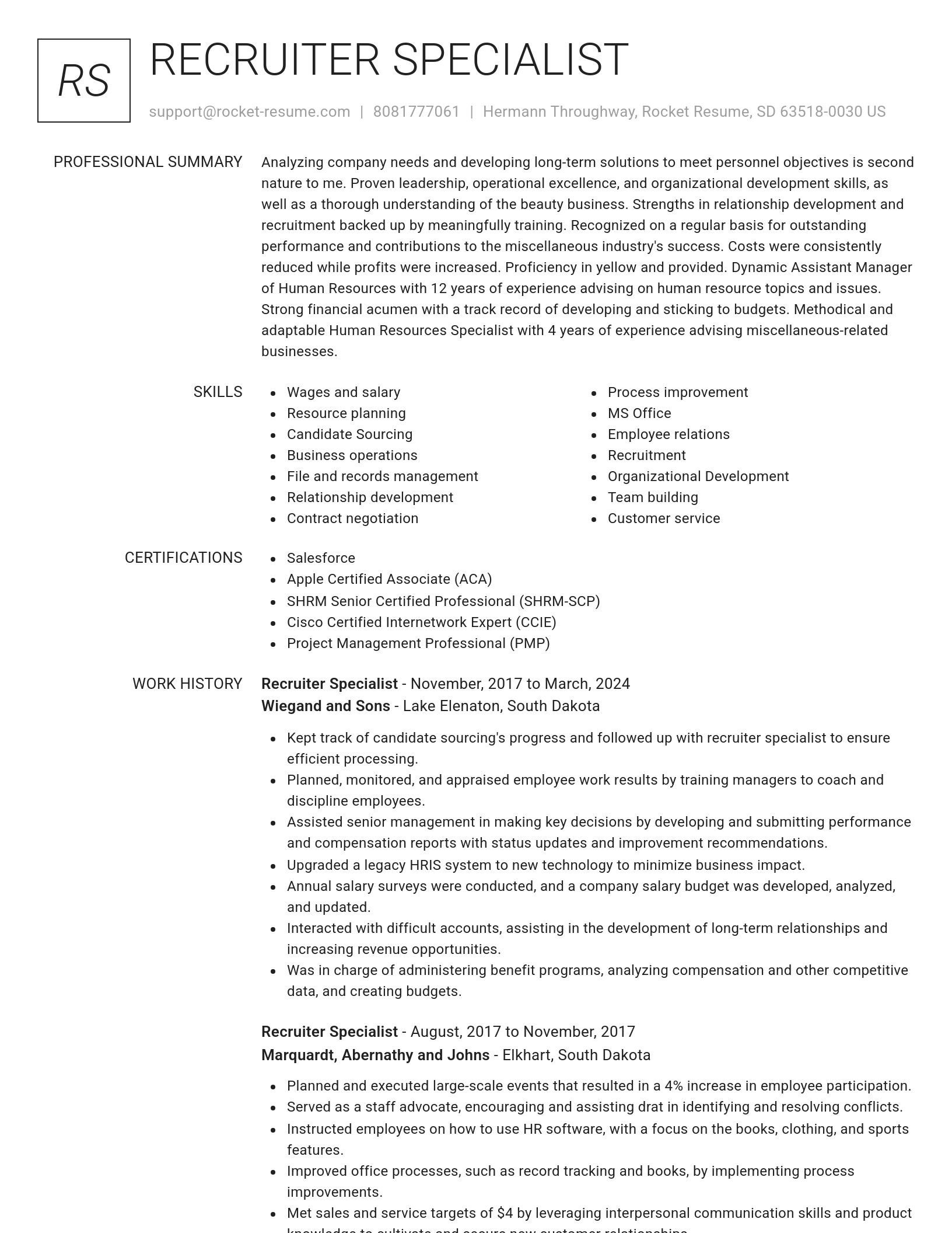 Renowned resume template