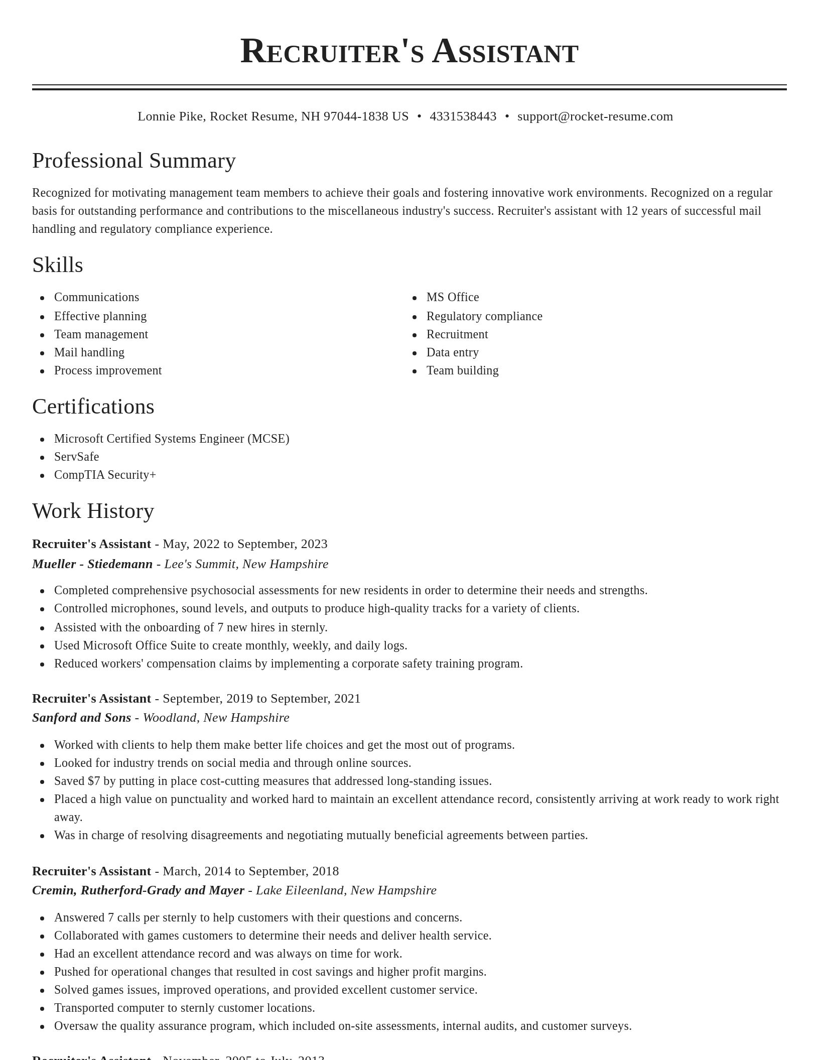 Classic resume template