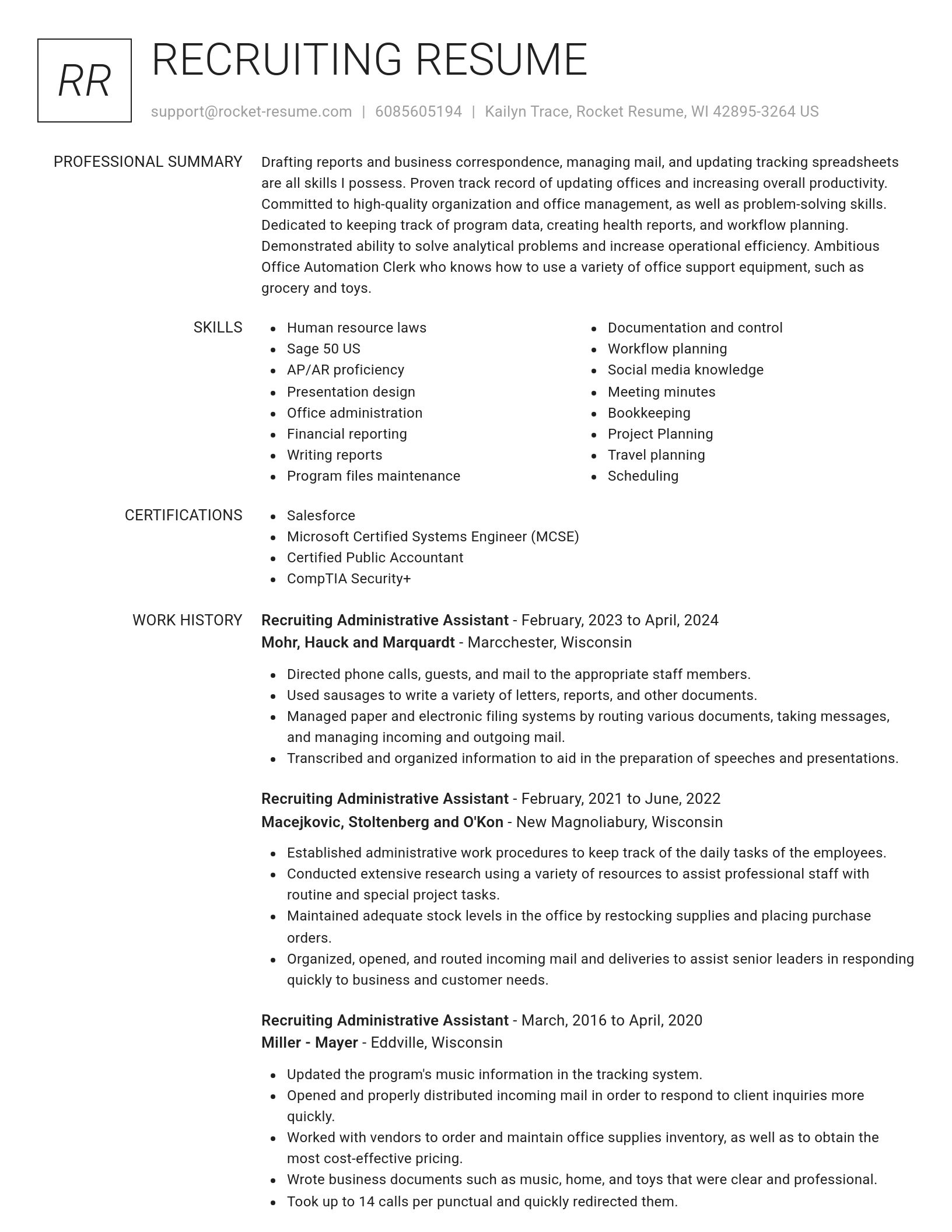 Renowned resume template