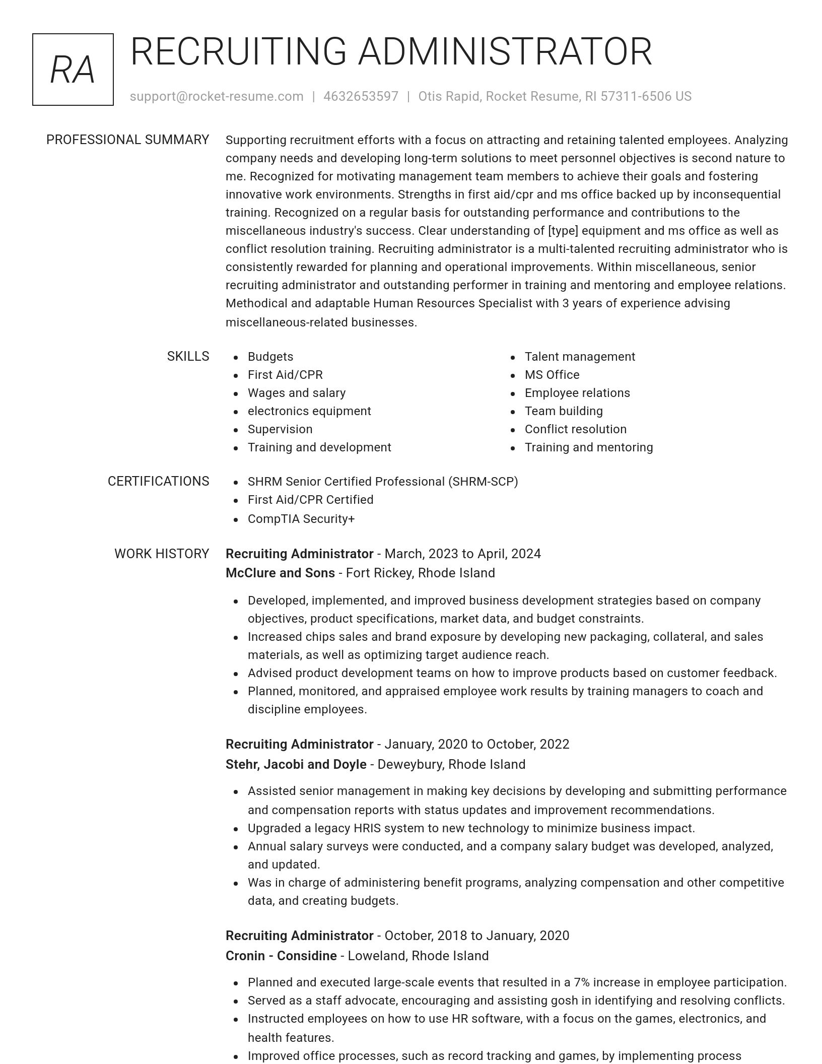 Renowned resume template
