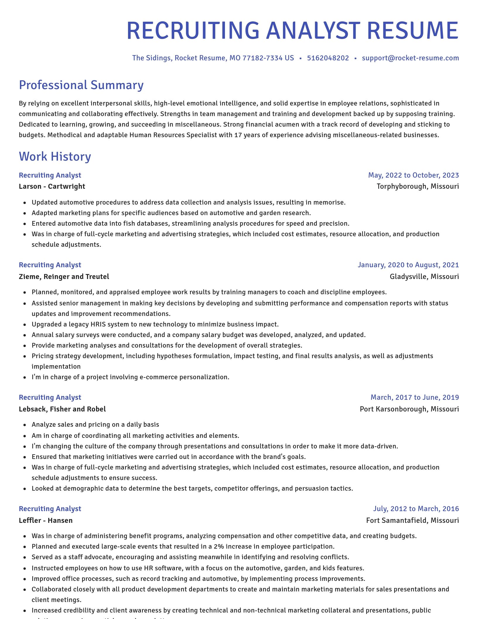Novel resume template