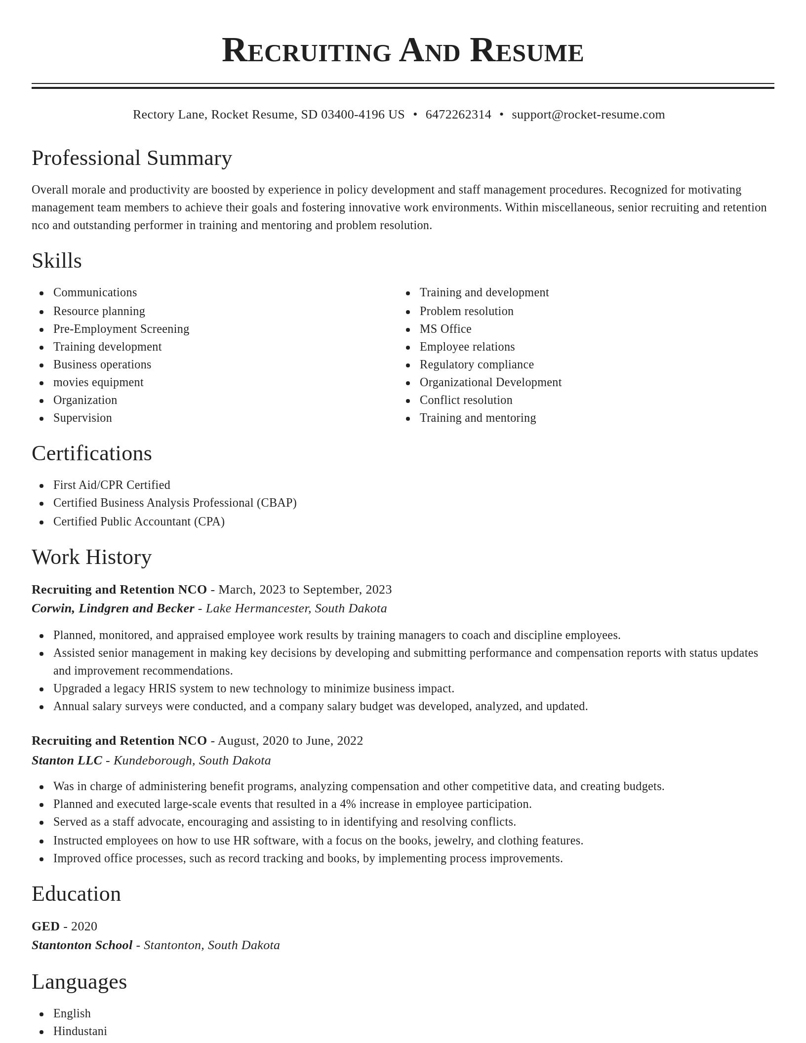 Classic resume template