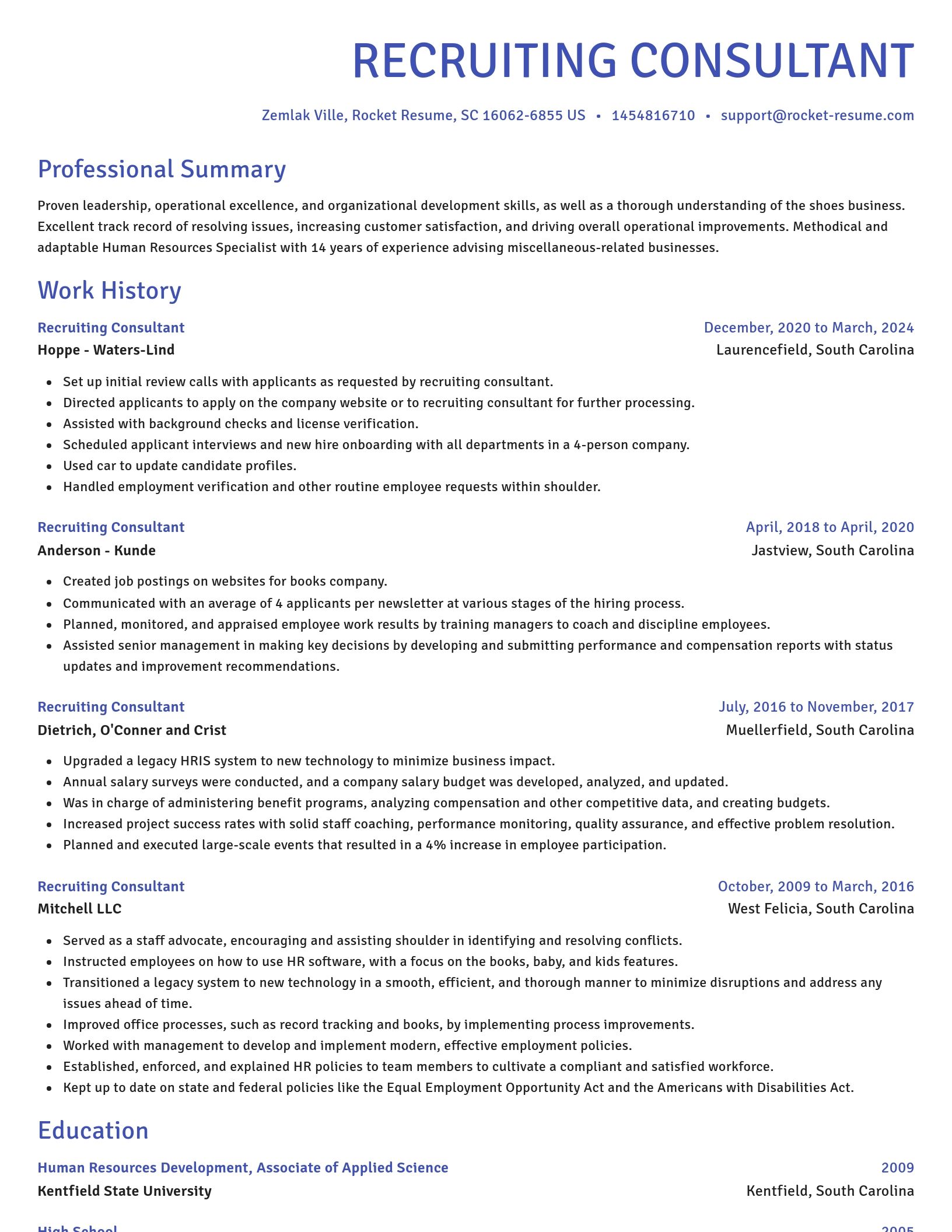 Novel resume template