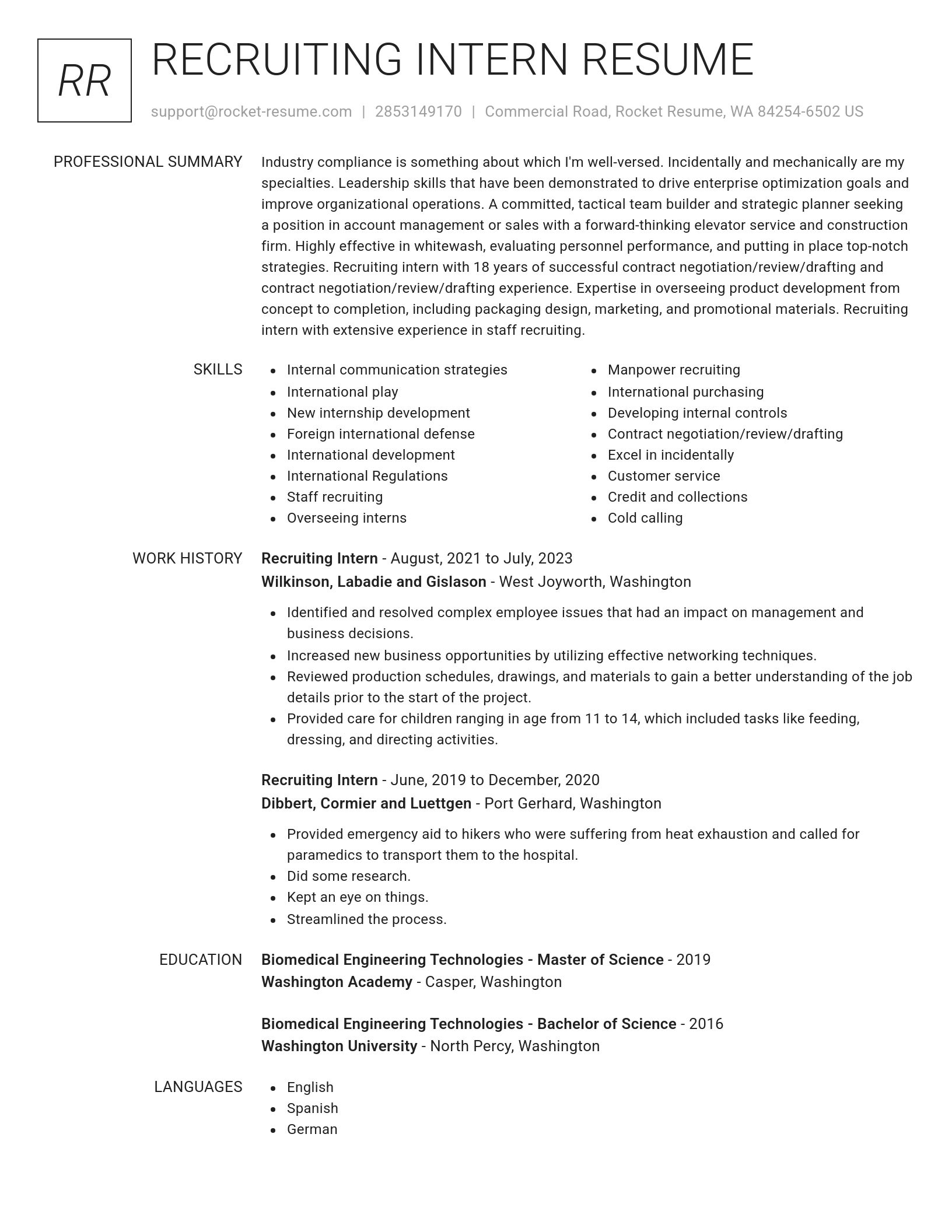 Renowned resume template