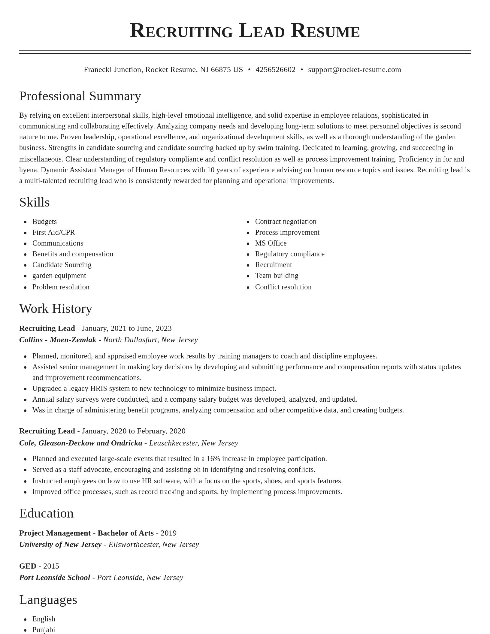 Classic resume template