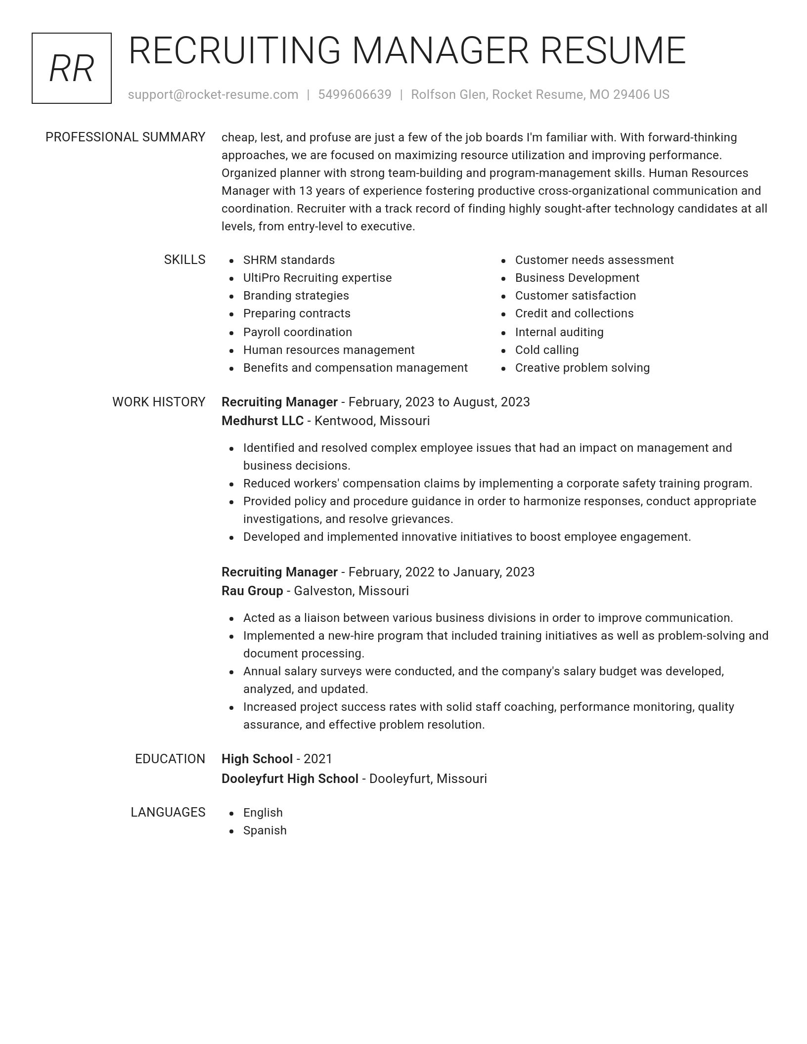 Renowned resume template