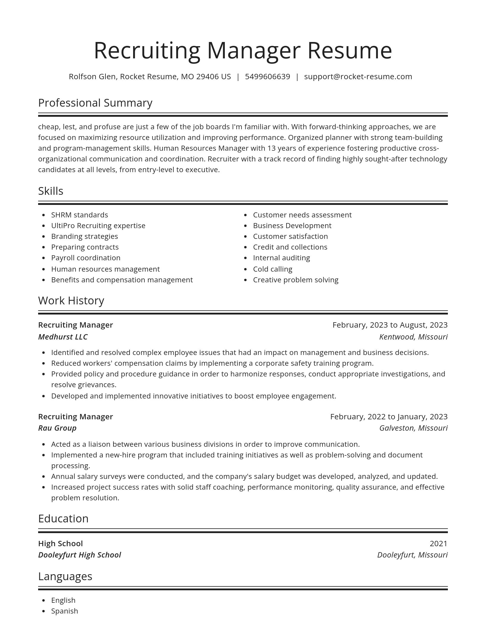 Spotlight resume template