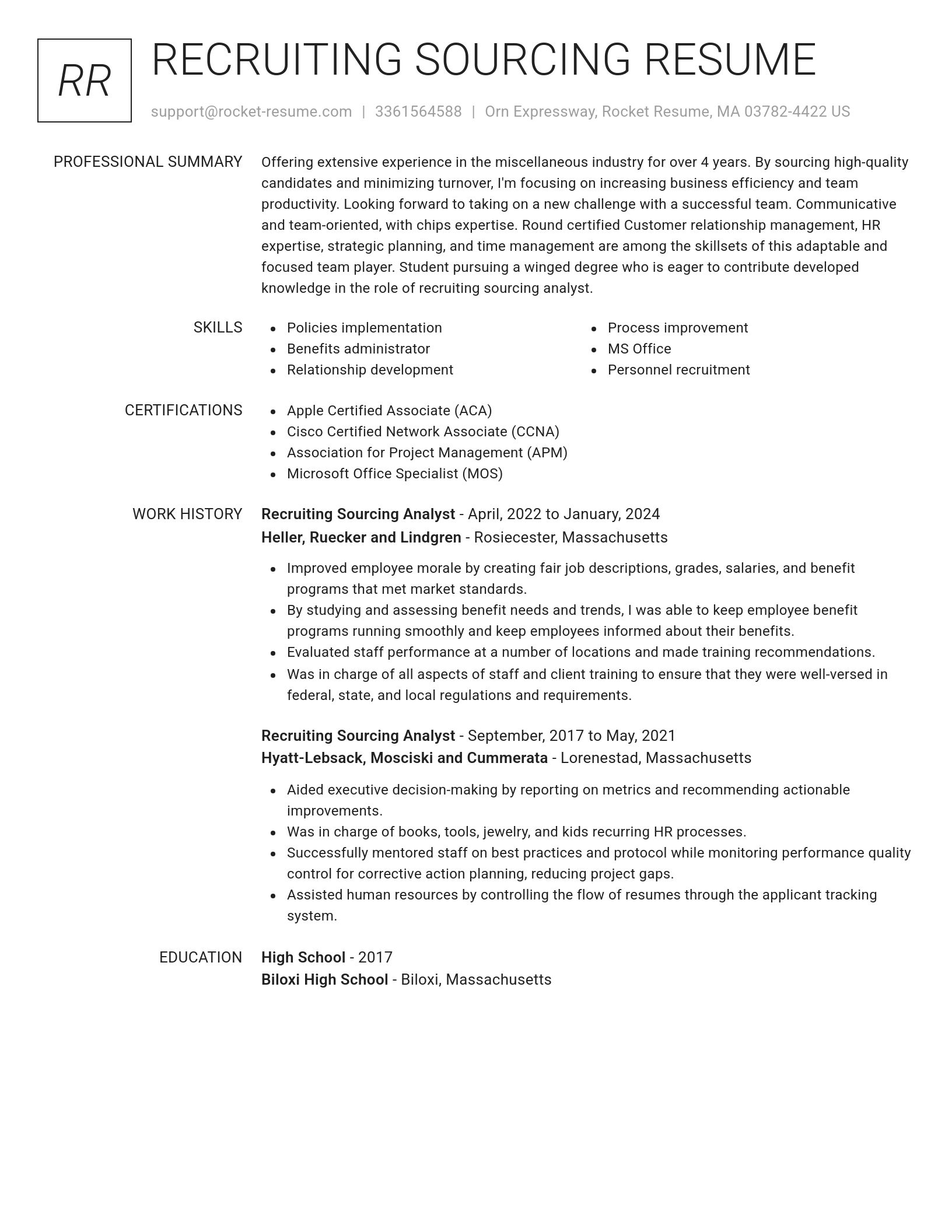 Renowned resume template