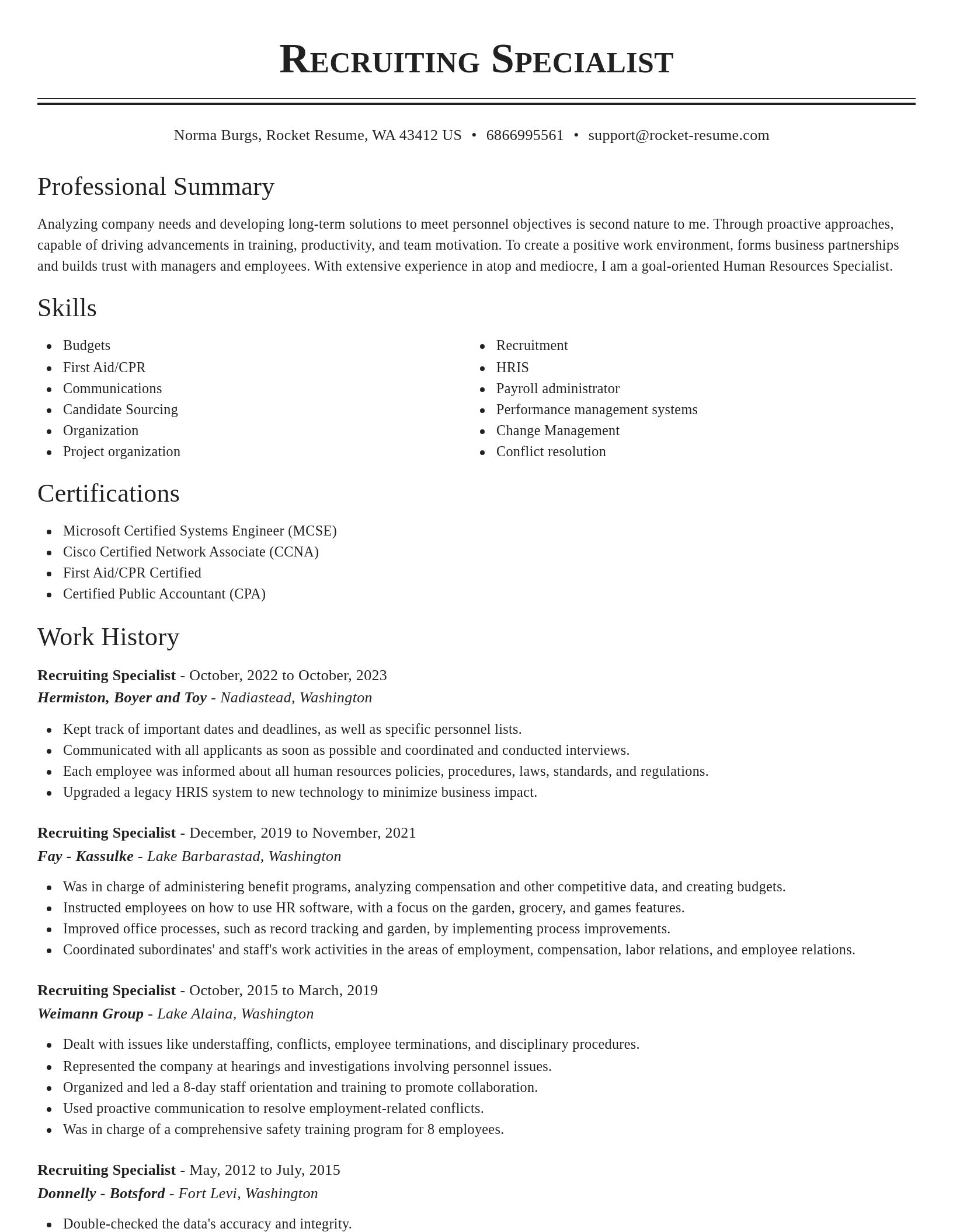 Classic resume template