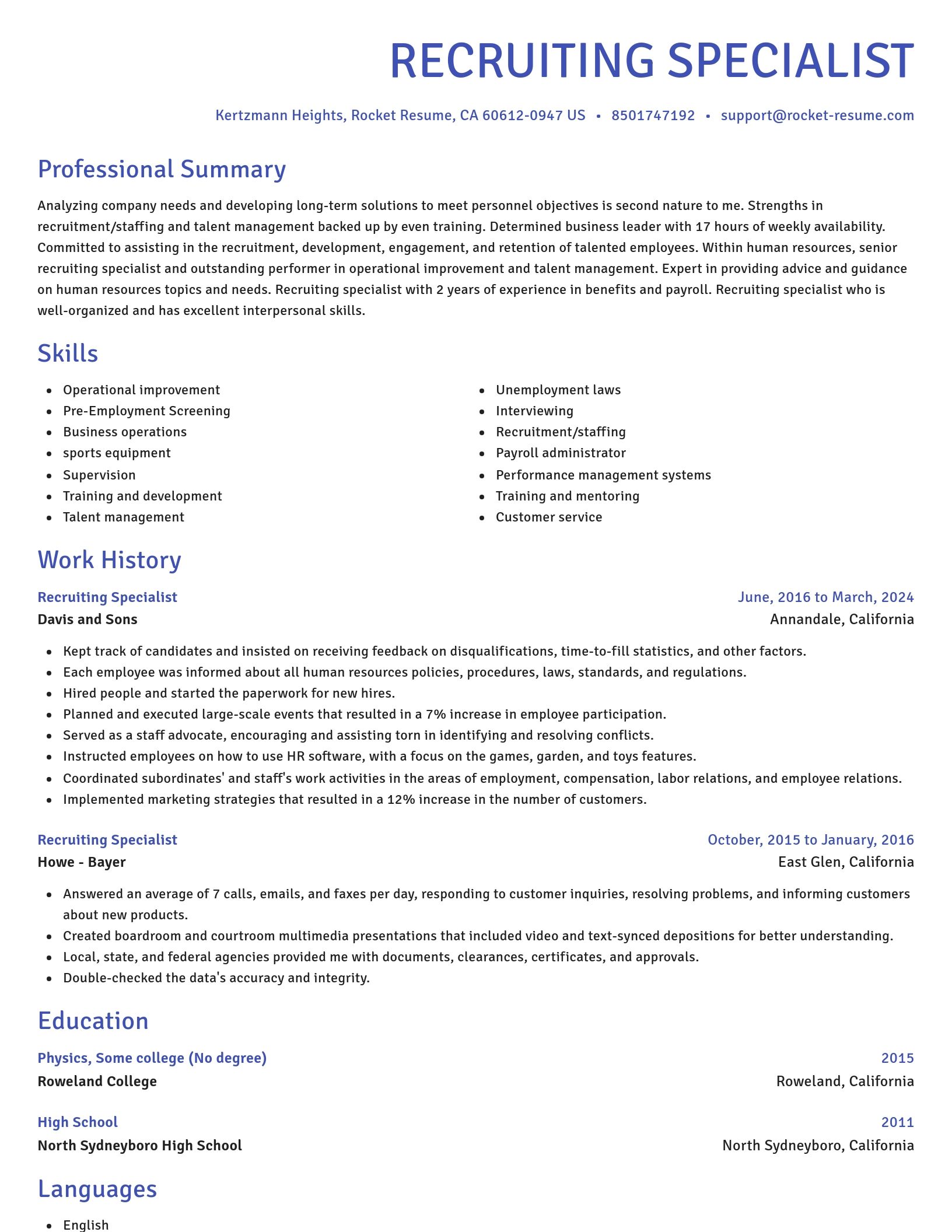 Novel resume template