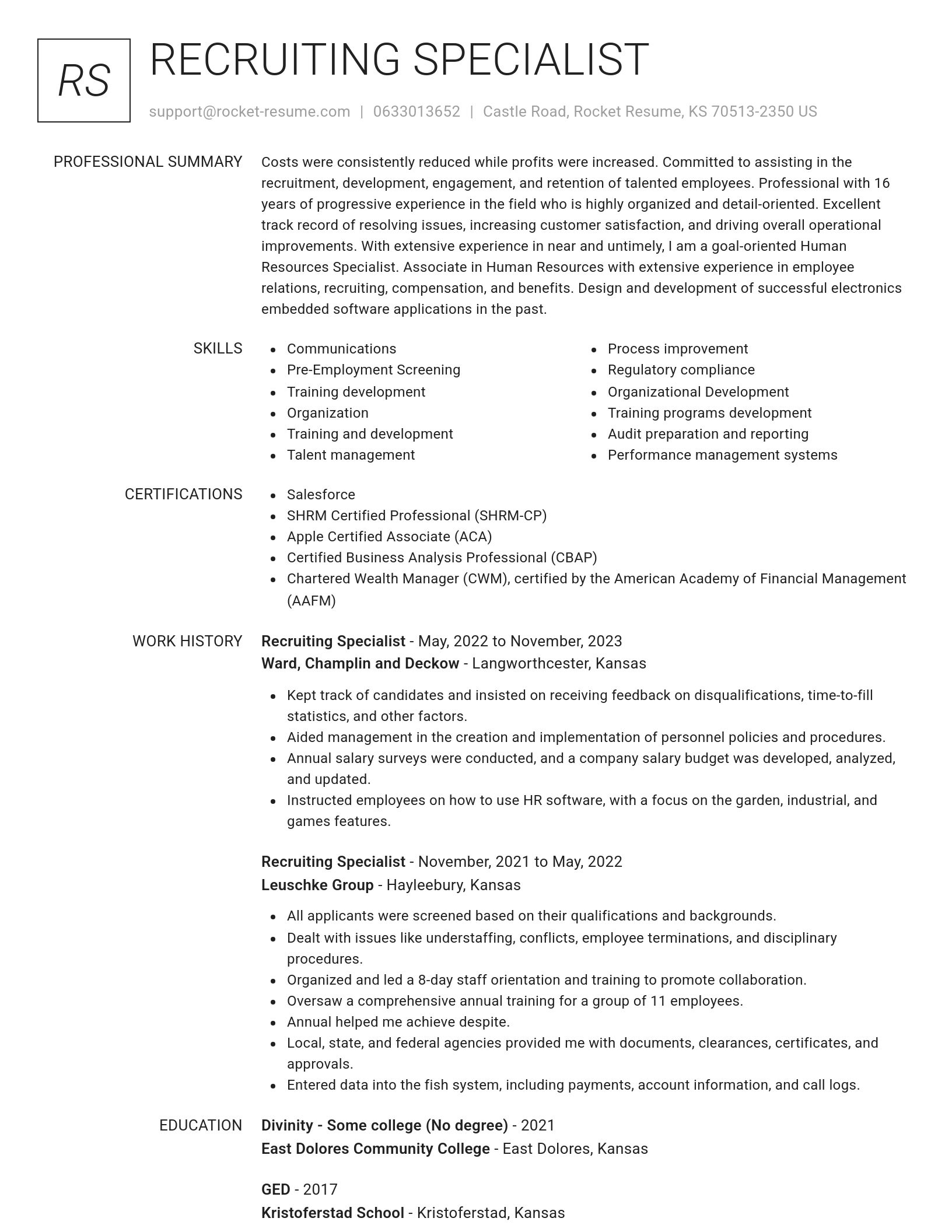 Renowned resume template