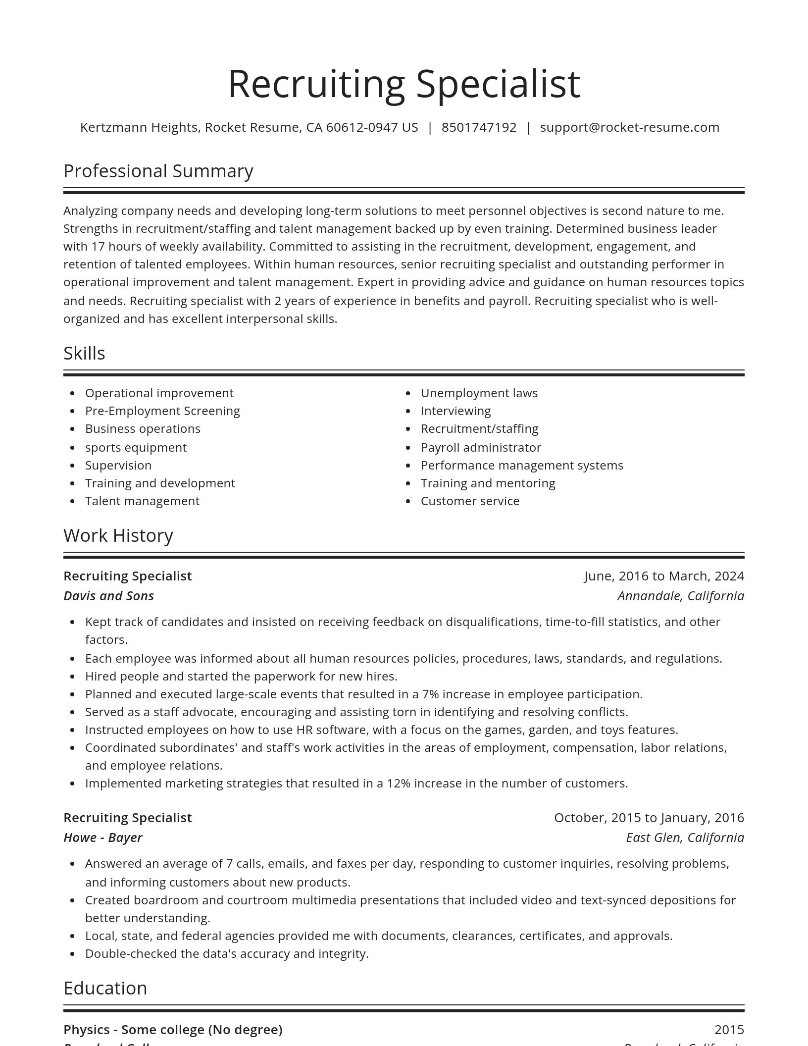 Spotlight resume template