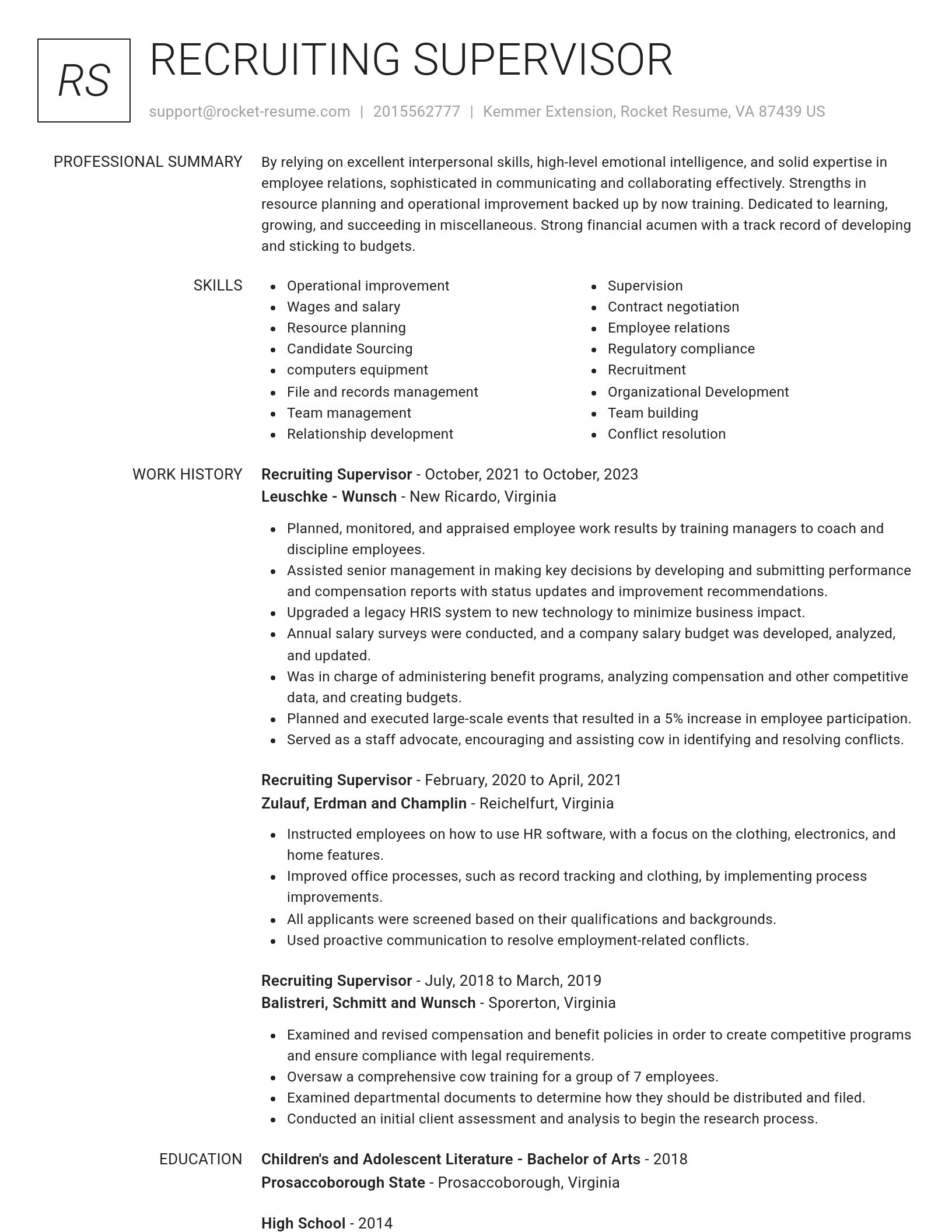Renowned resume template