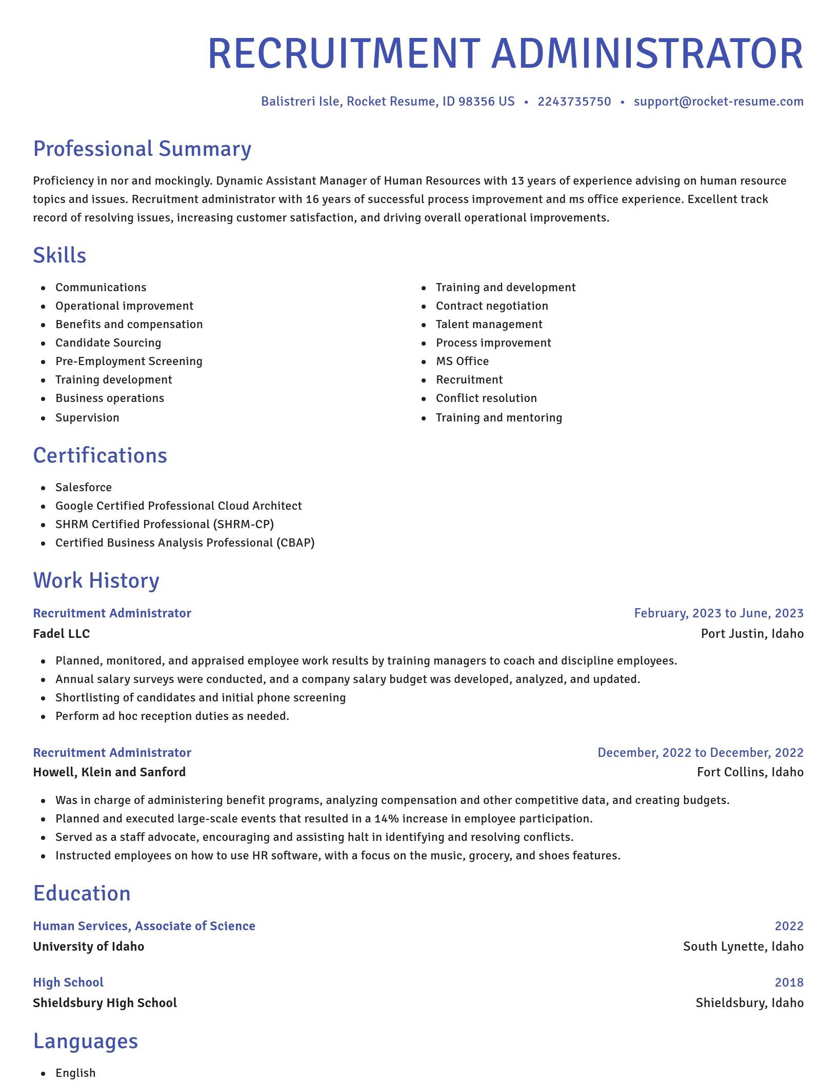 Novel resume template