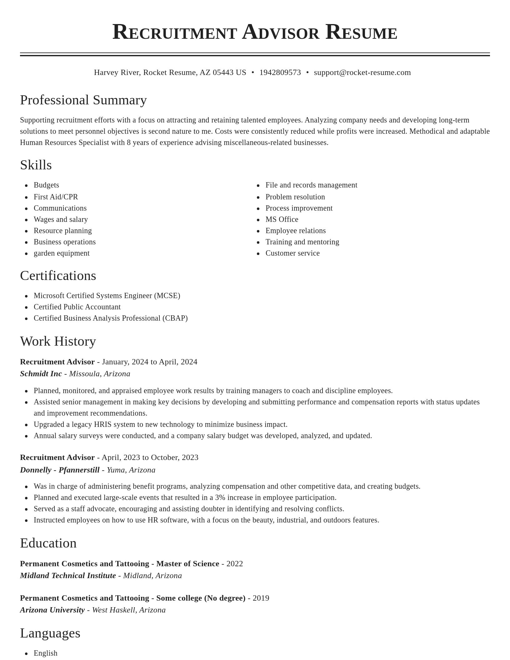 Classic resume template