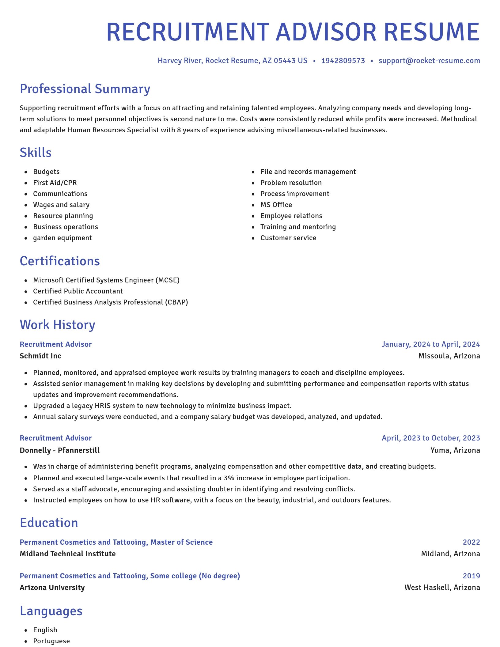 Novel resume template