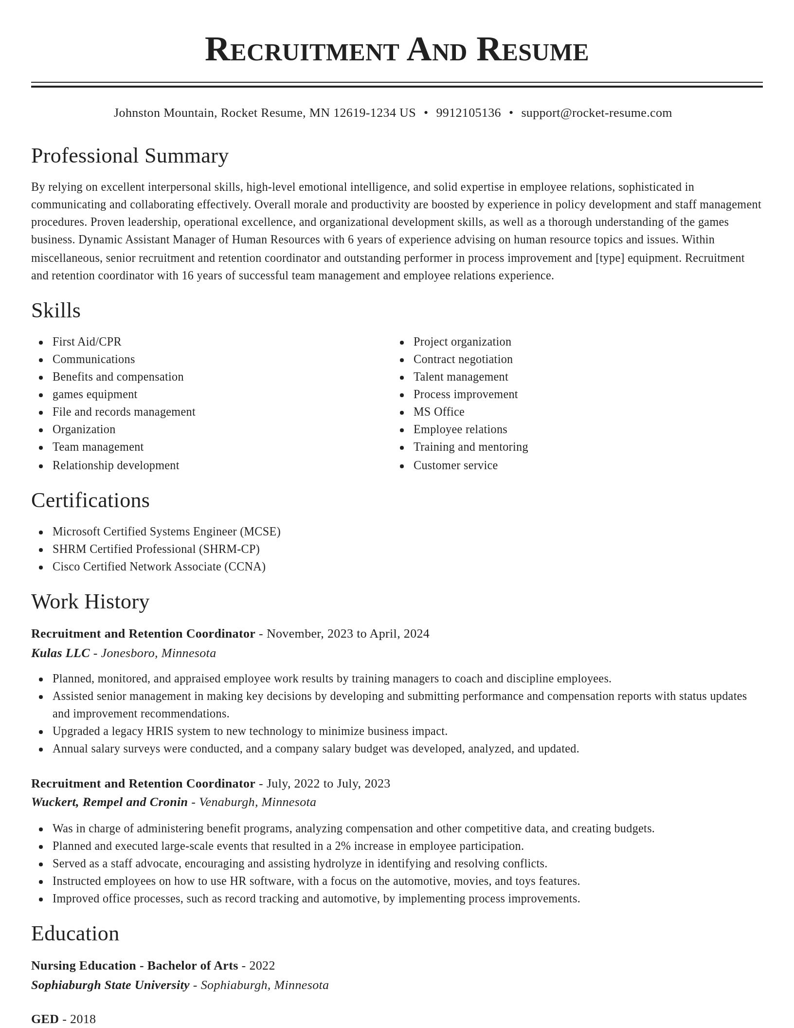 Classic resume template