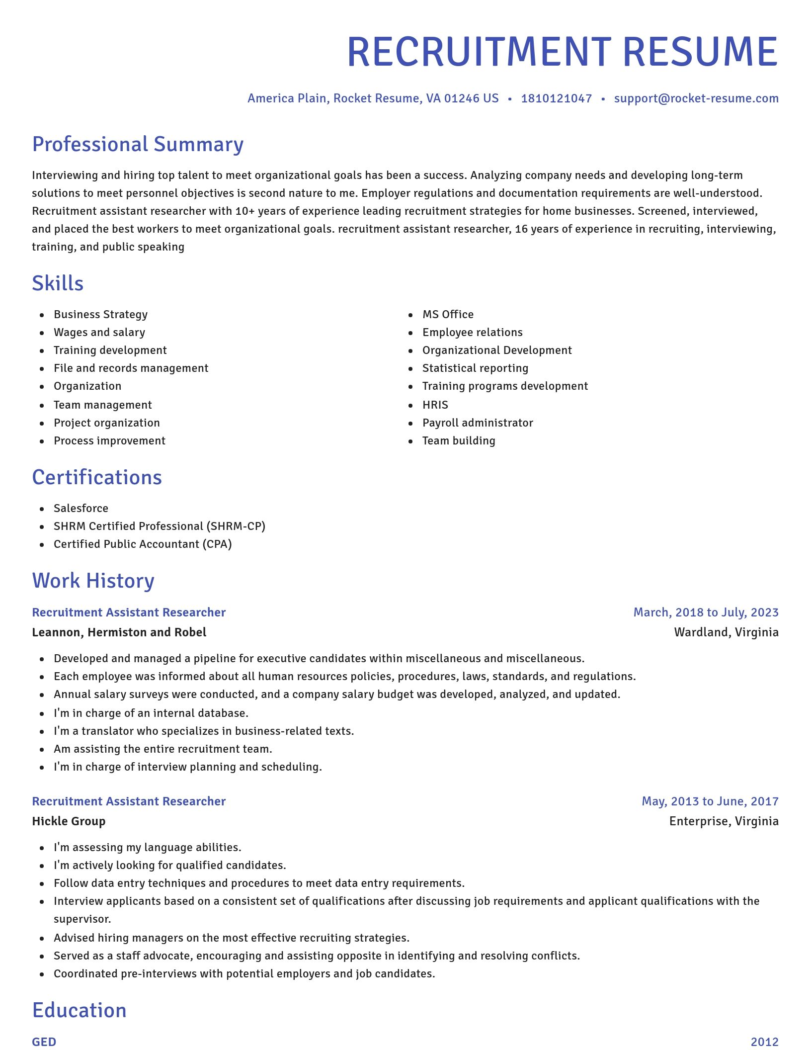 Novel resume template