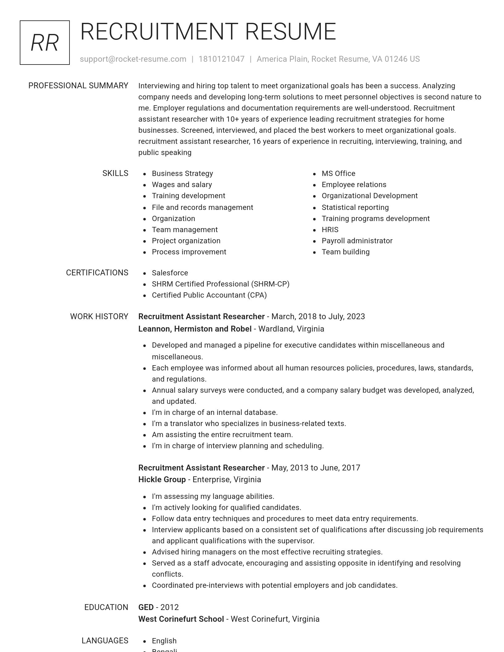 Renowned resume template