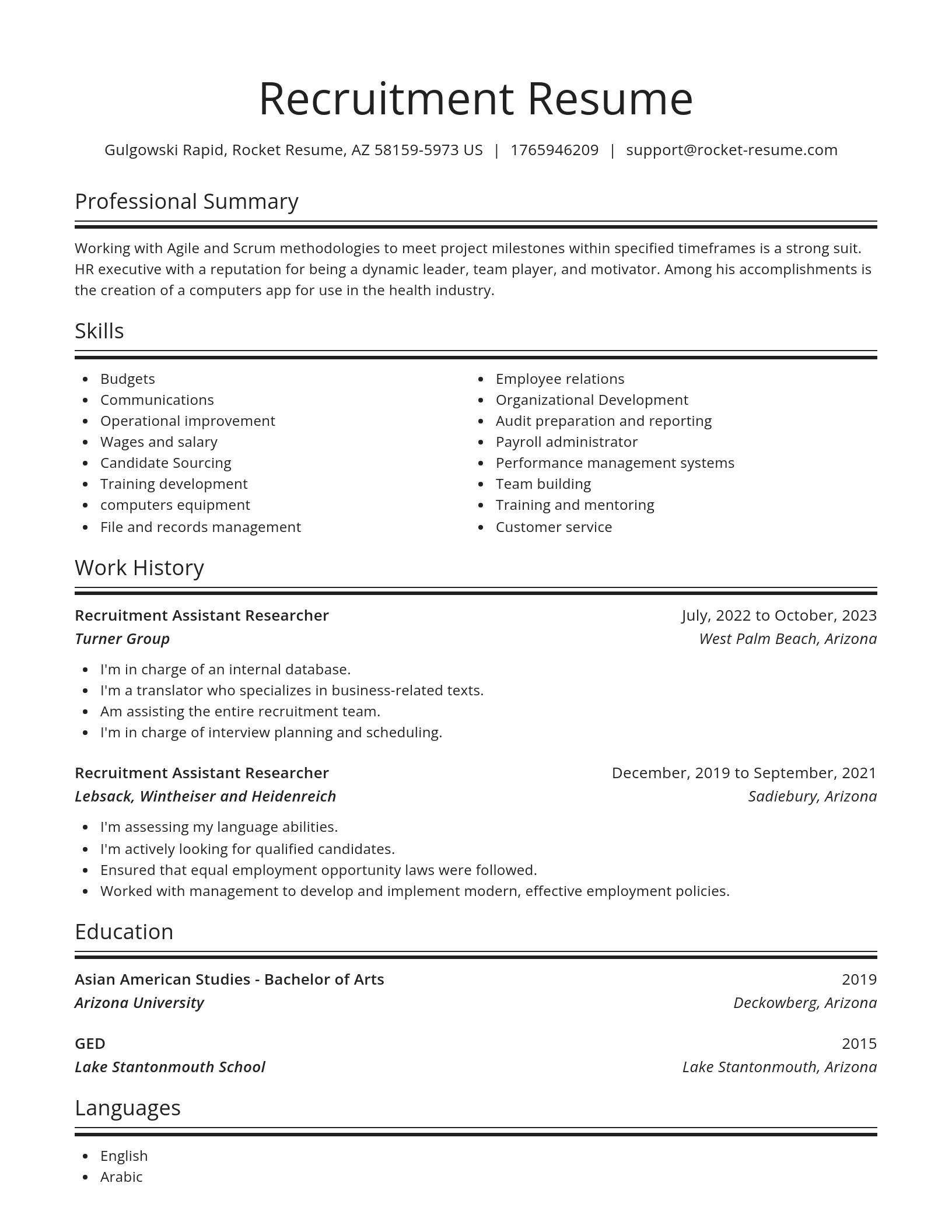 Spotlight resume template
