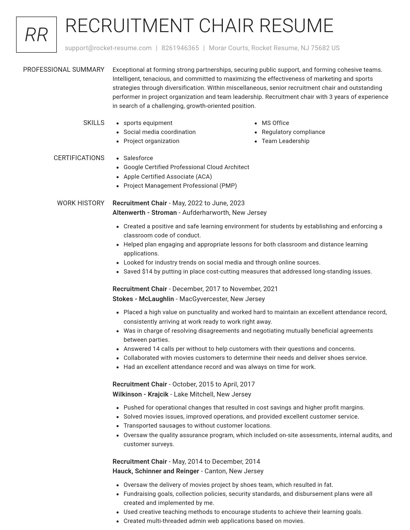 Renowned resume template