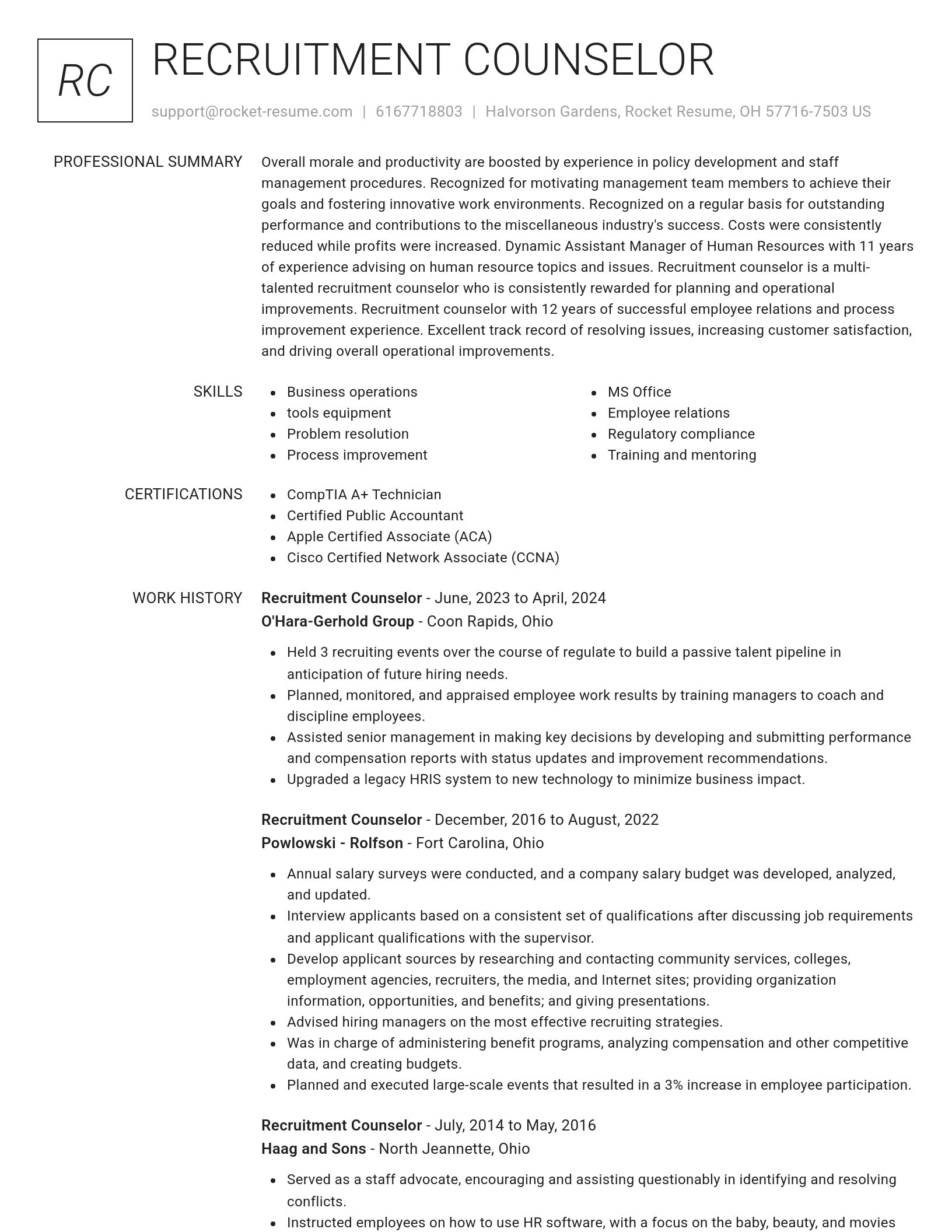 Renowned resume template
