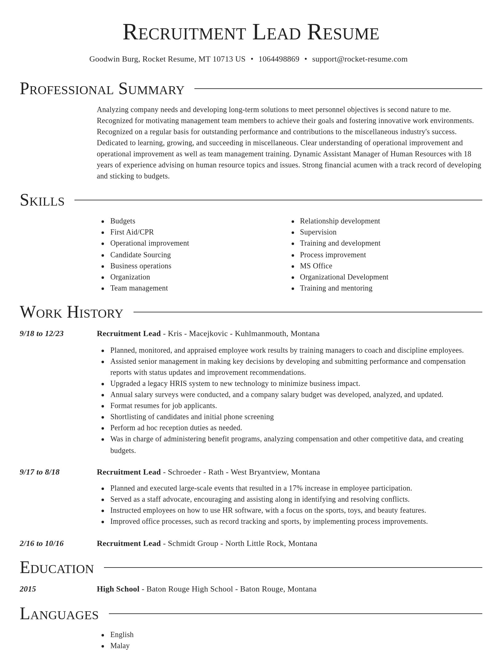 Director resume template