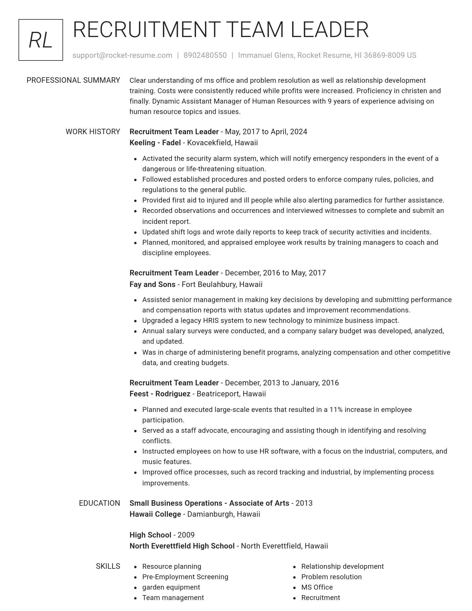 Renowned resume template
