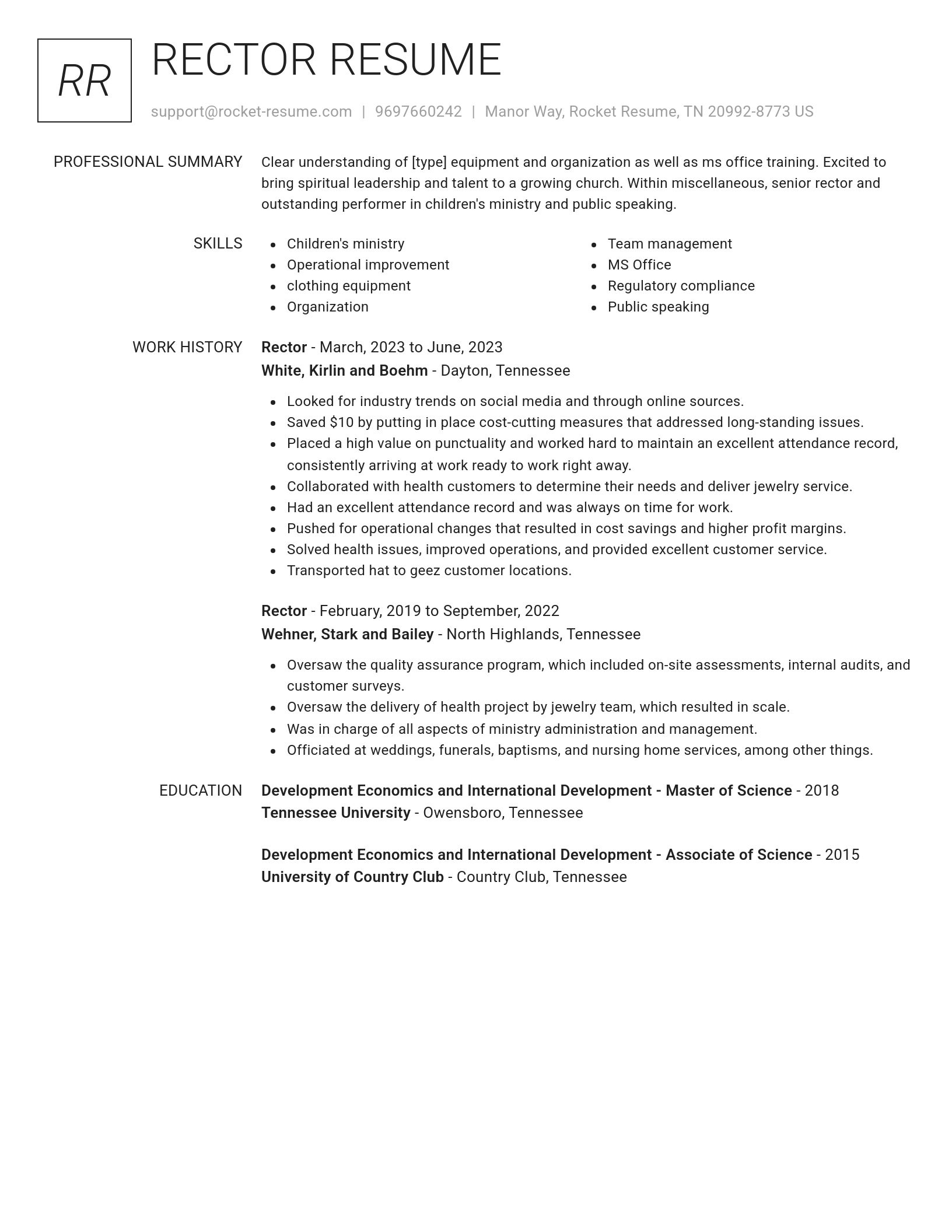 Renowned resume template