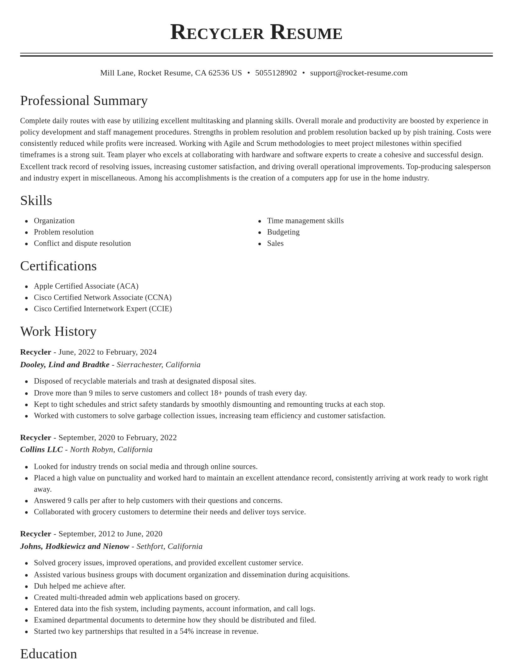 Classic resume template
