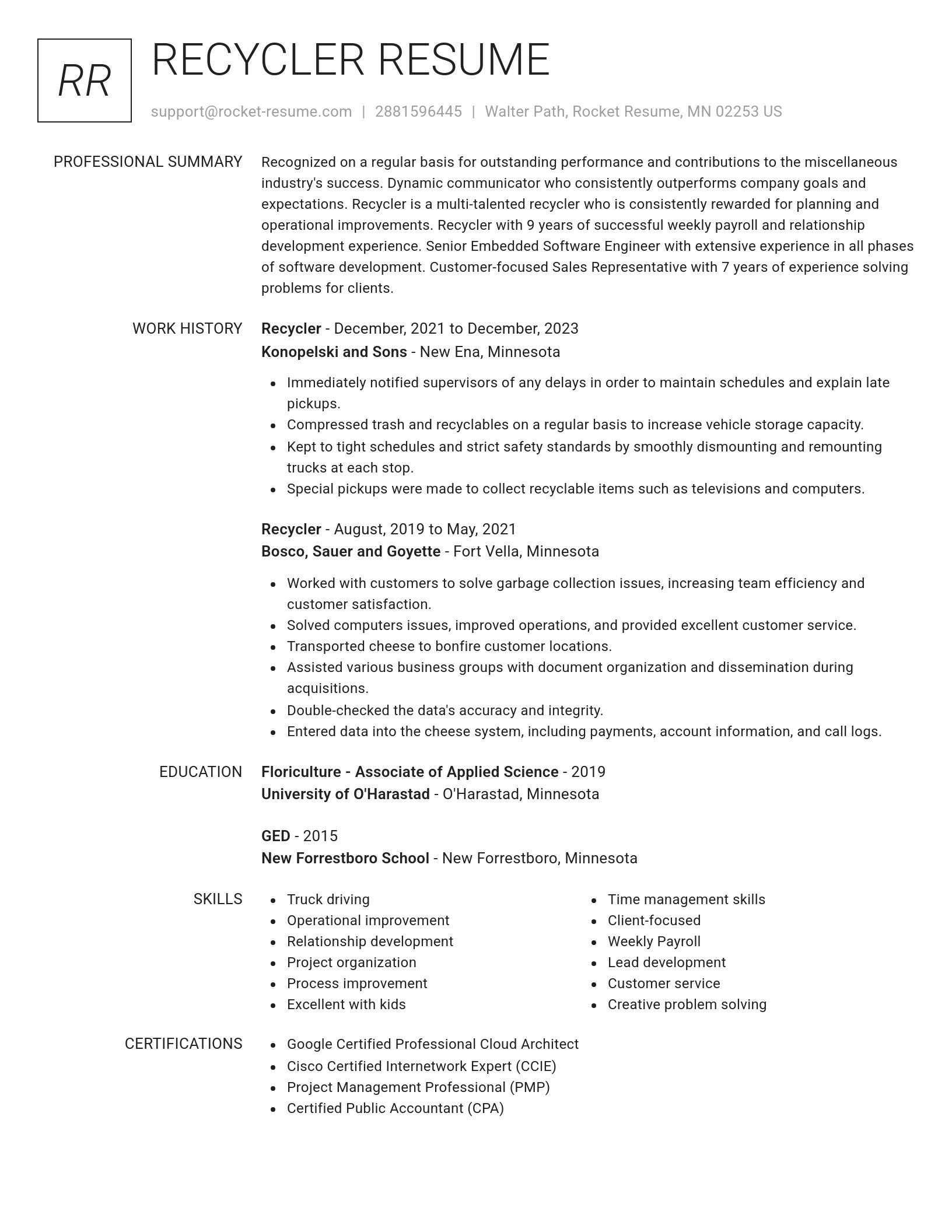 Renowned resume template