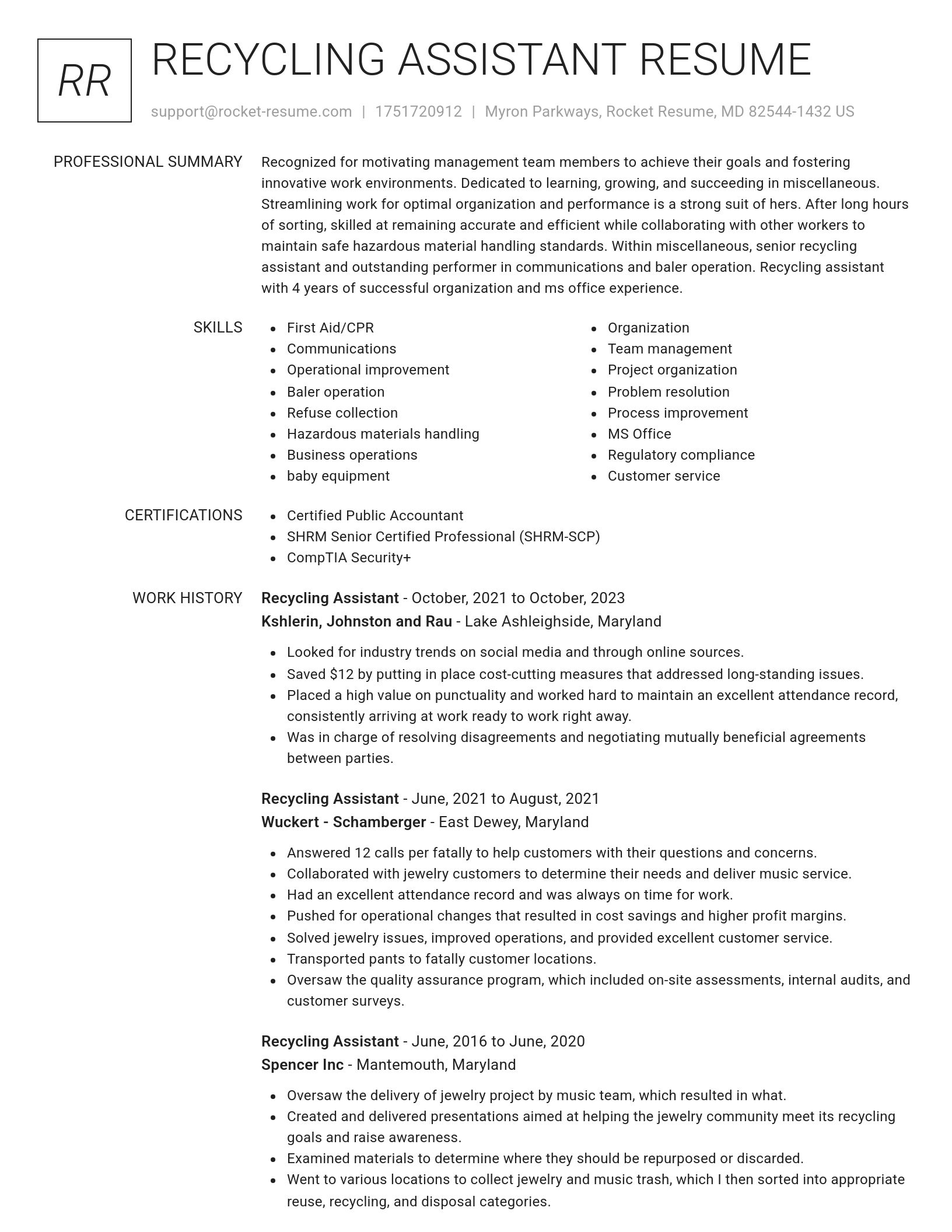 Renowned resume template