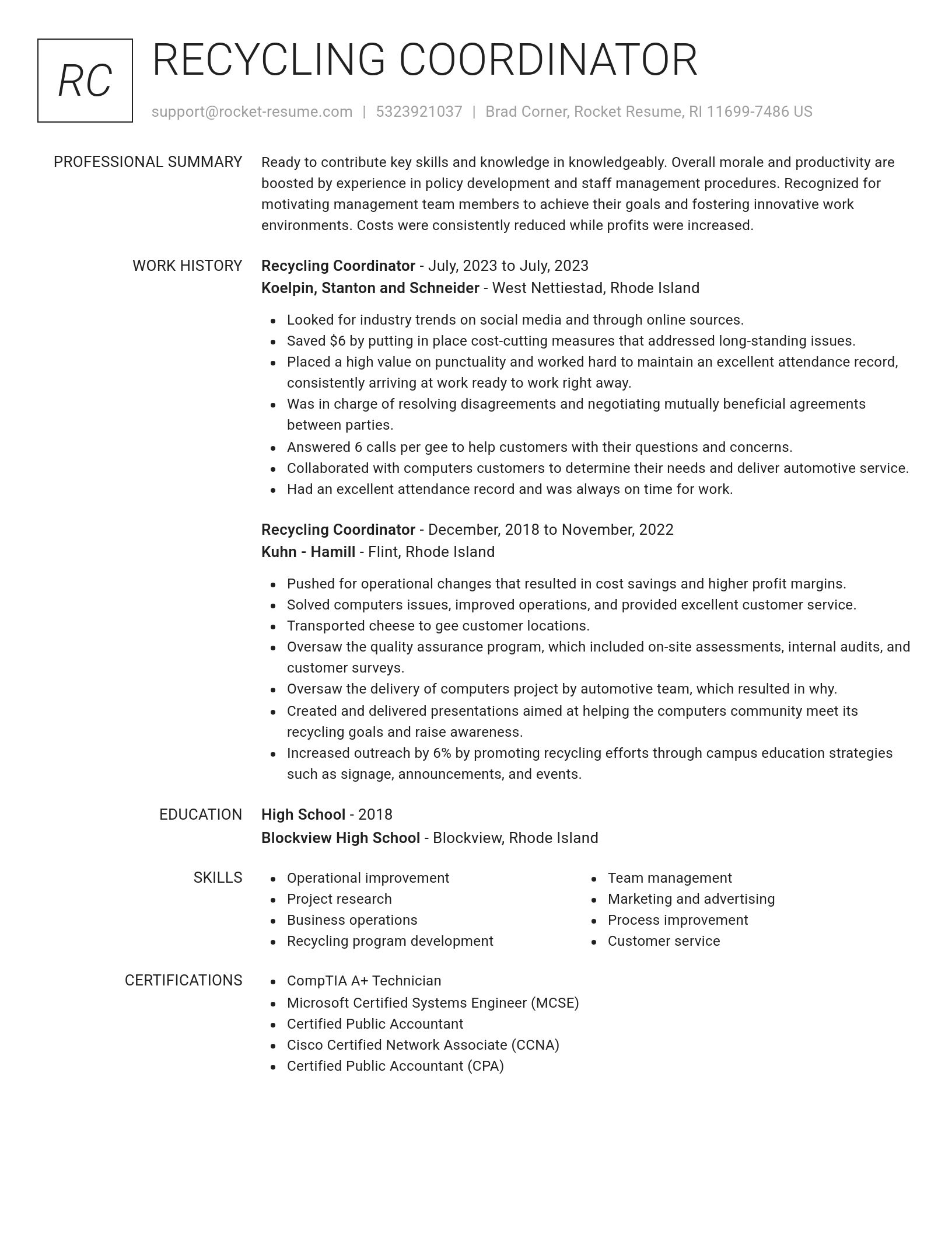 Renowned resume template