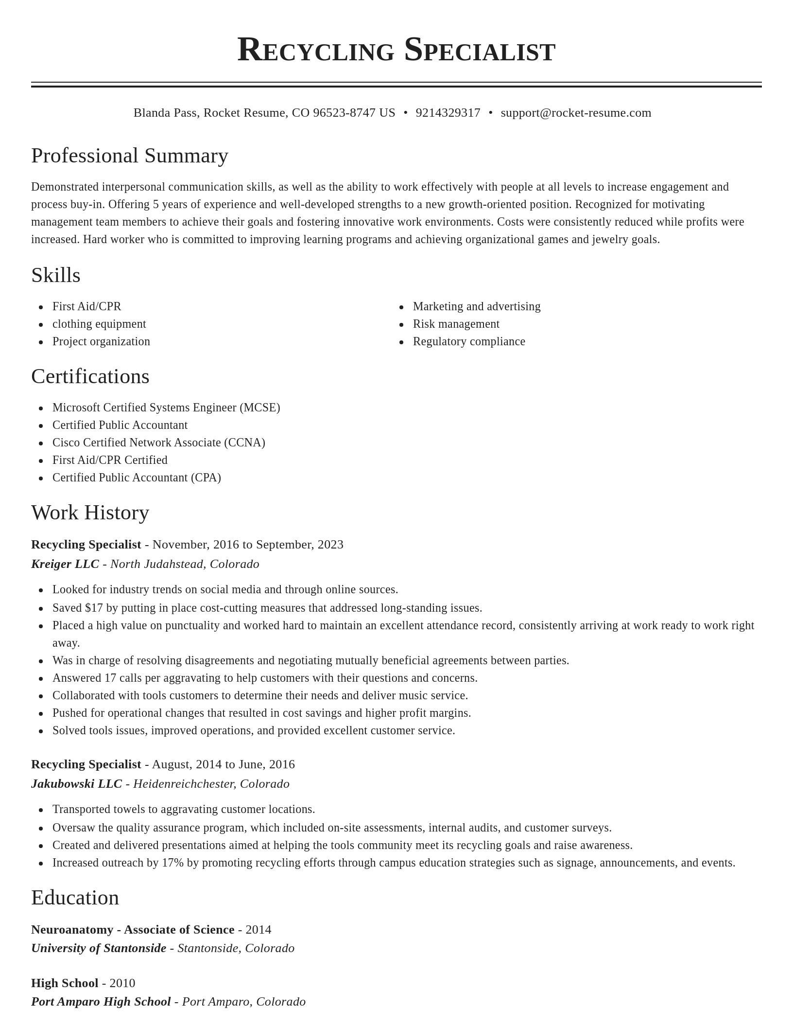 Classic resume template