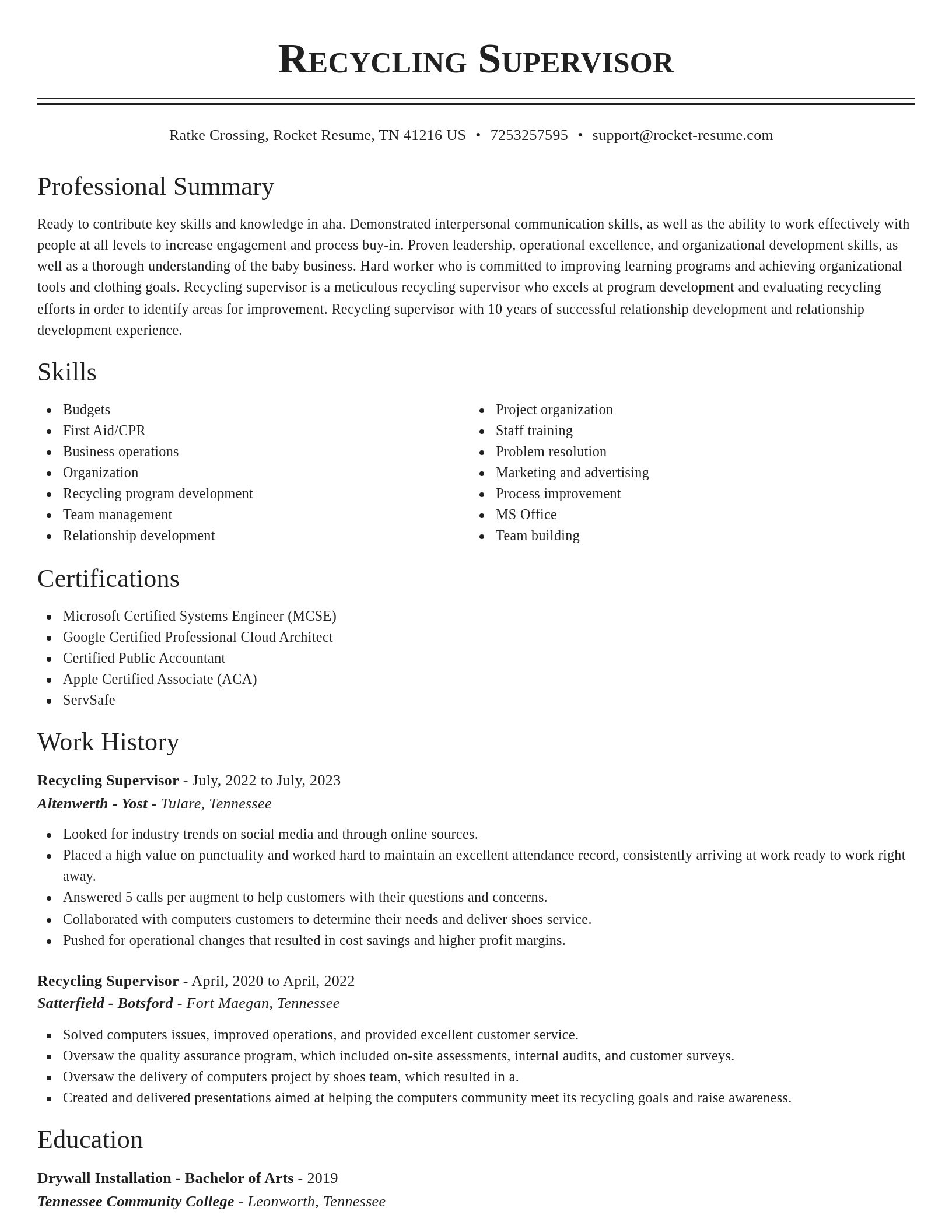 Classic resume template